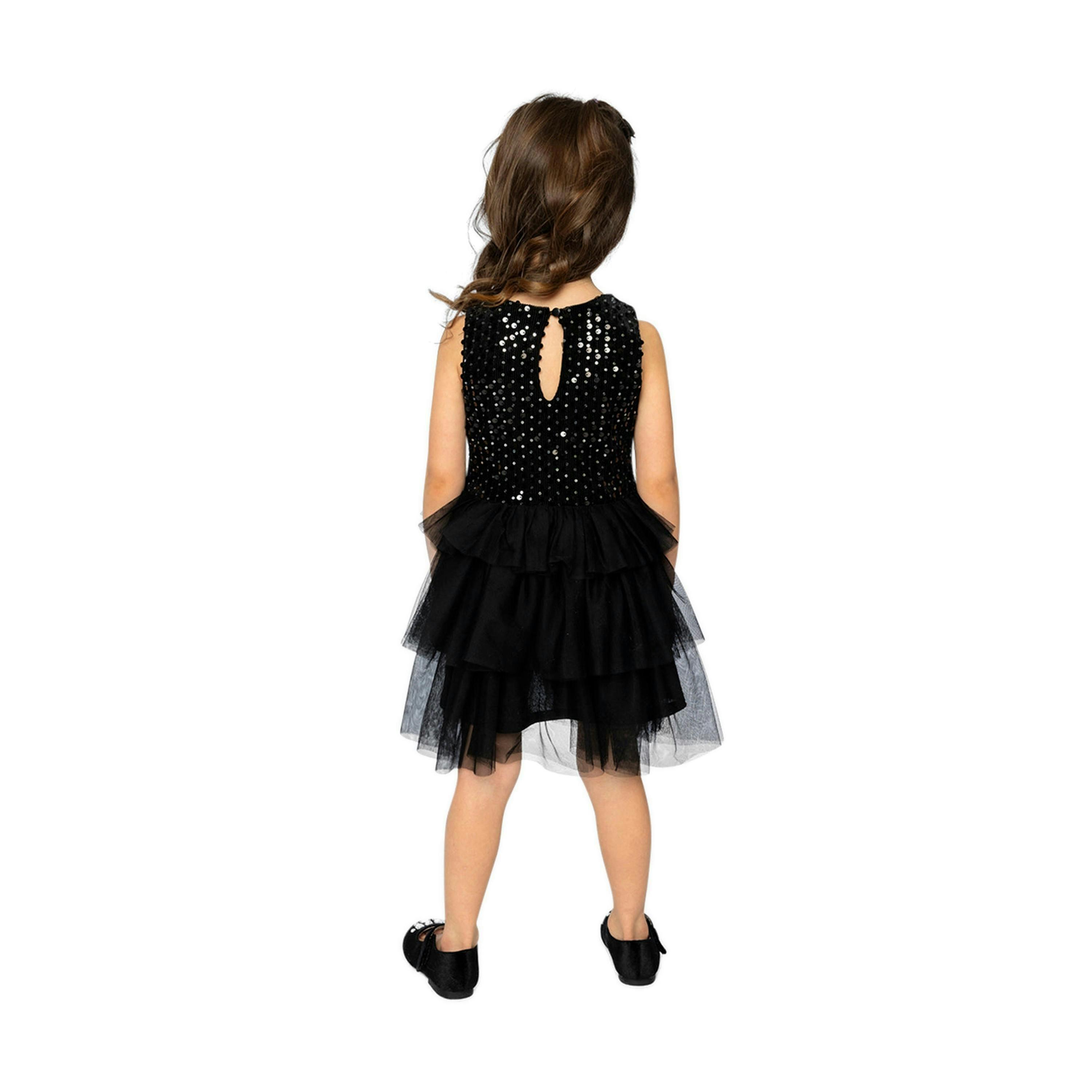Bi-Material Sleeveless Dress Black , view 5 of 6