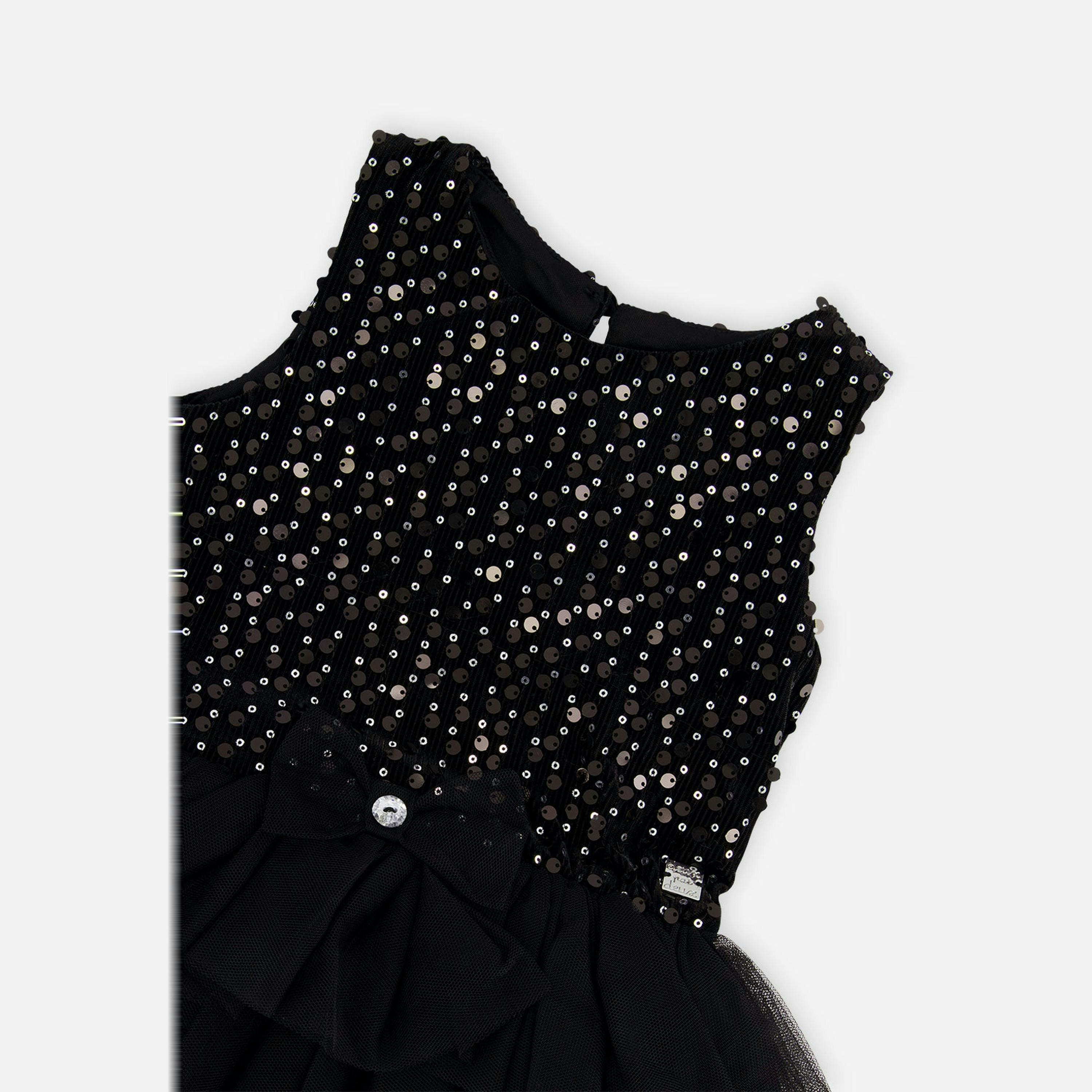 Bi-Material Sleeveless Dress Black , view 6 of 6