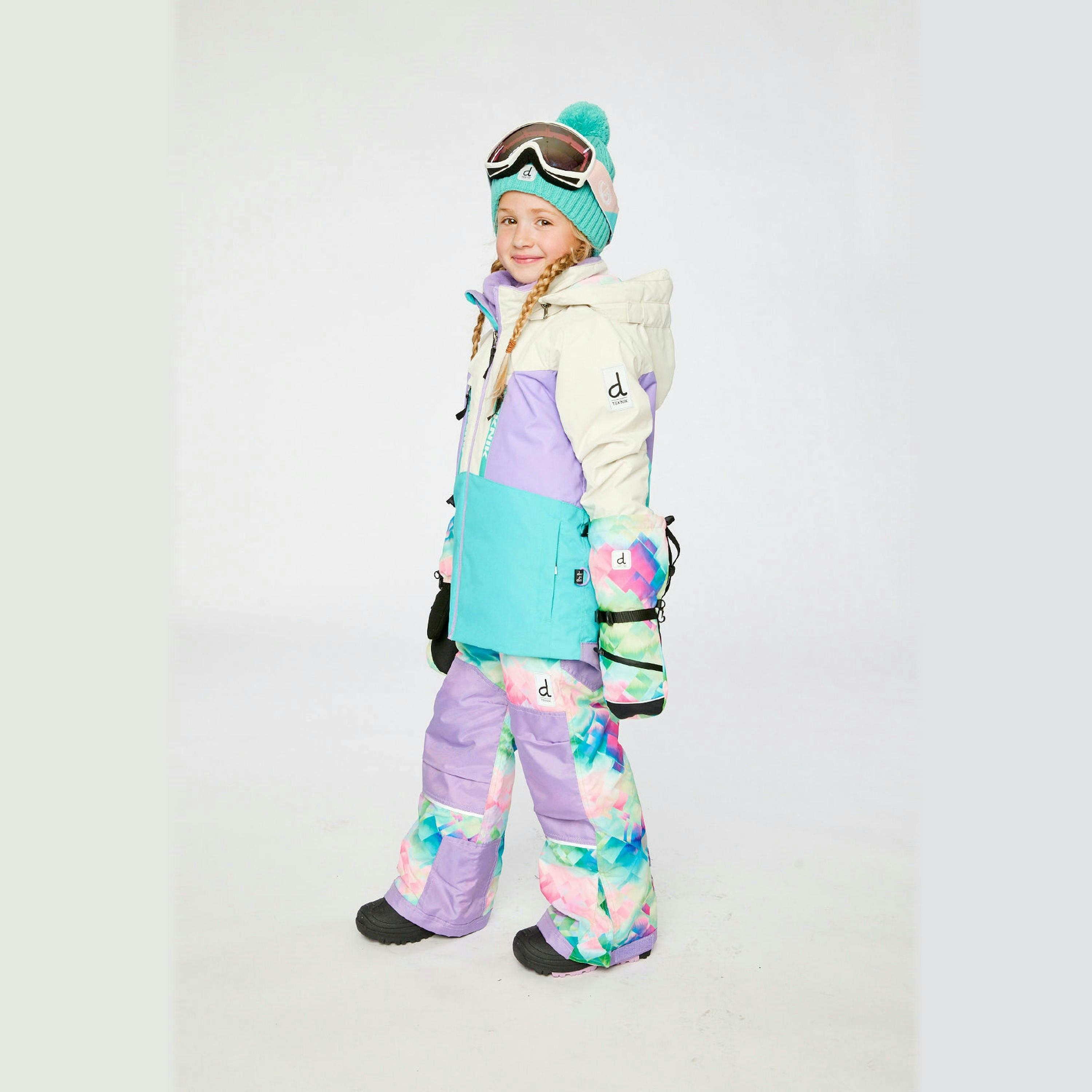 Two Piece Teknik Snowsuit Multicolored With A Diamond Pattern , view 3 of 6