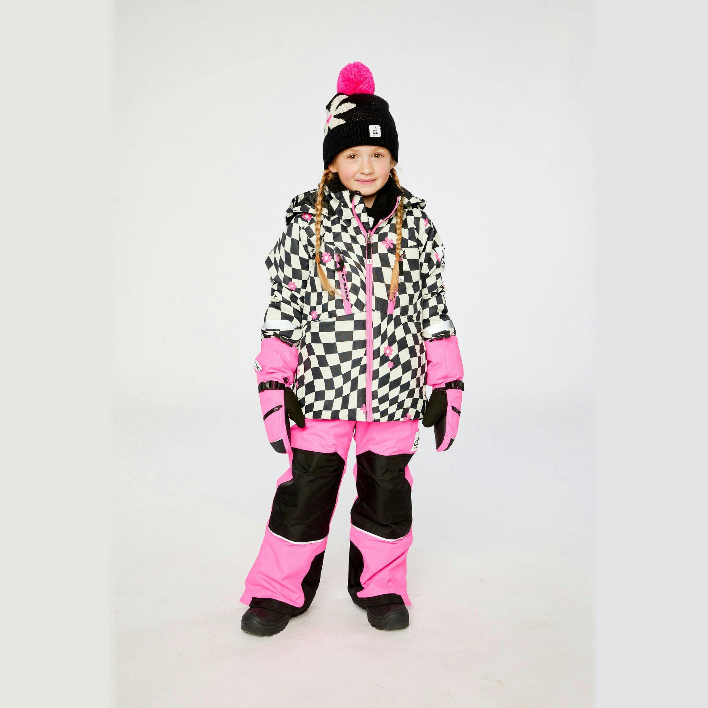 Two Piece Teknik Snowsuit Bright Pink And Checkered , view 2 of 6