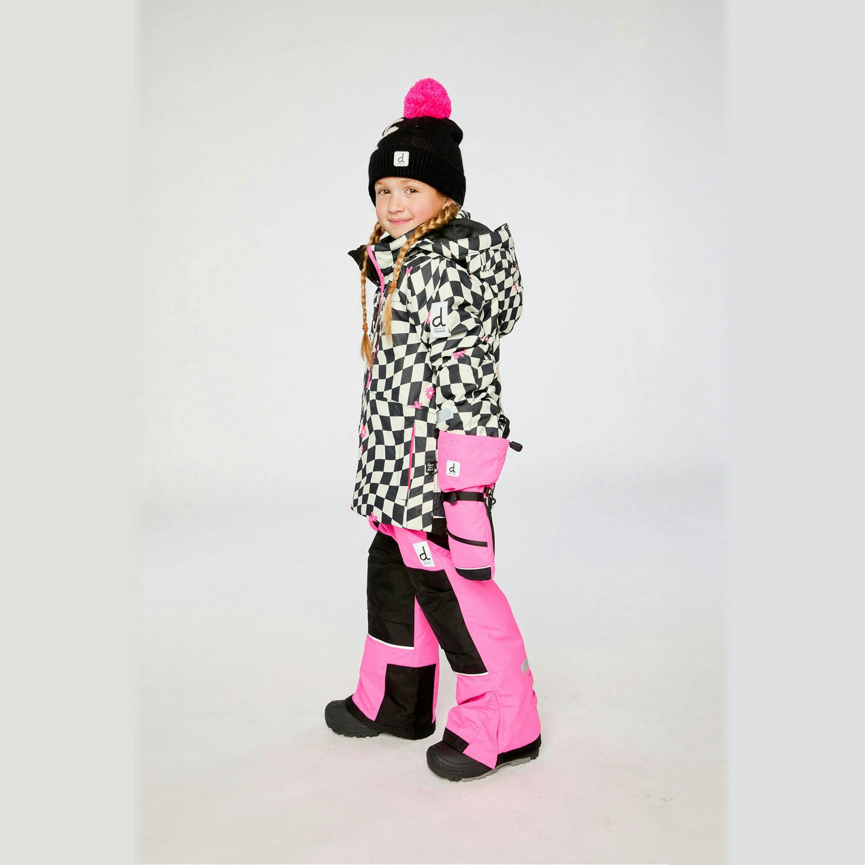 Two Piece Teknik Snowsuit Bright Pink And Checkered , view 3 of 6