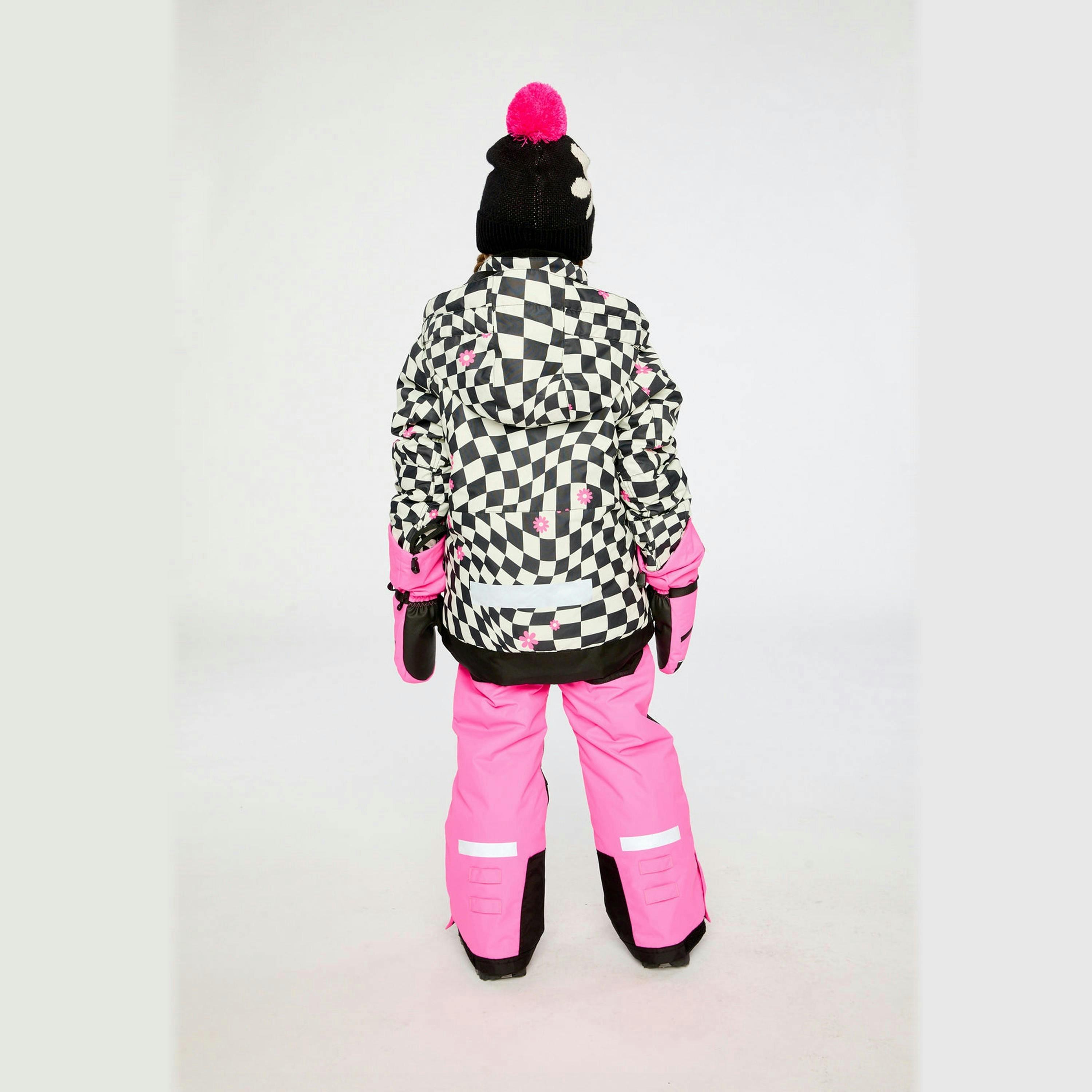 Two Piece Teknik Snowsuit Bright Pink And Checkered , view 4 of 6