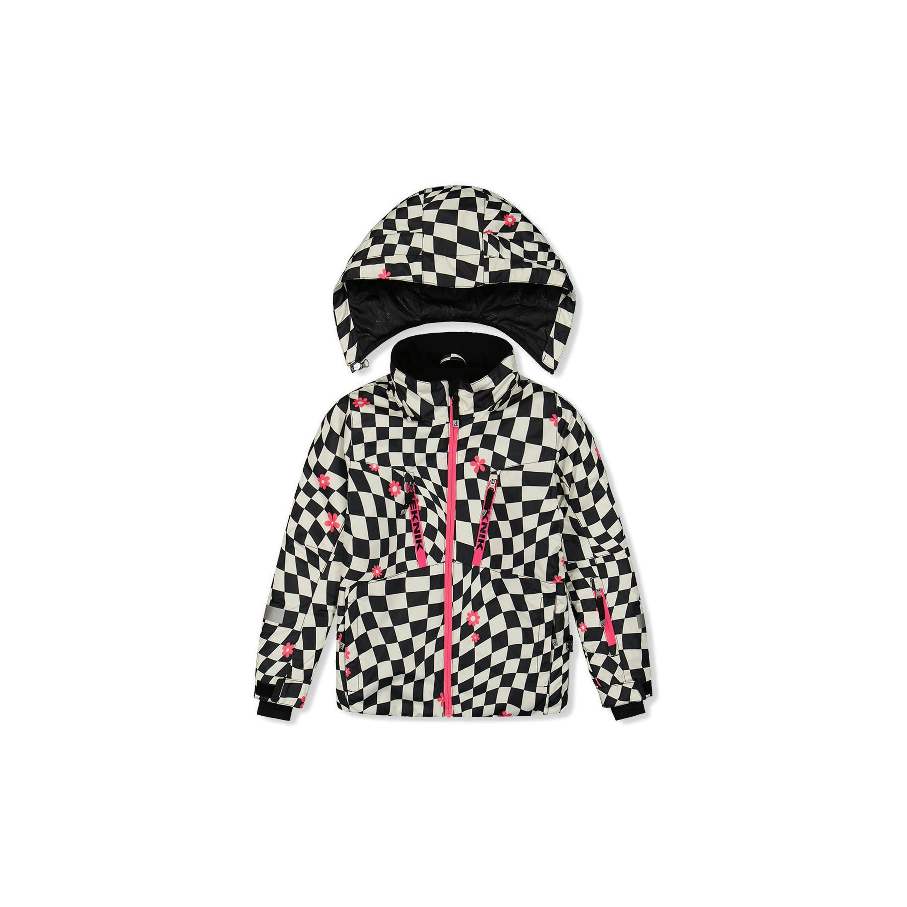Two Piece Teknik Snowsuit Bright Pink And Checkered , view 5 of 6