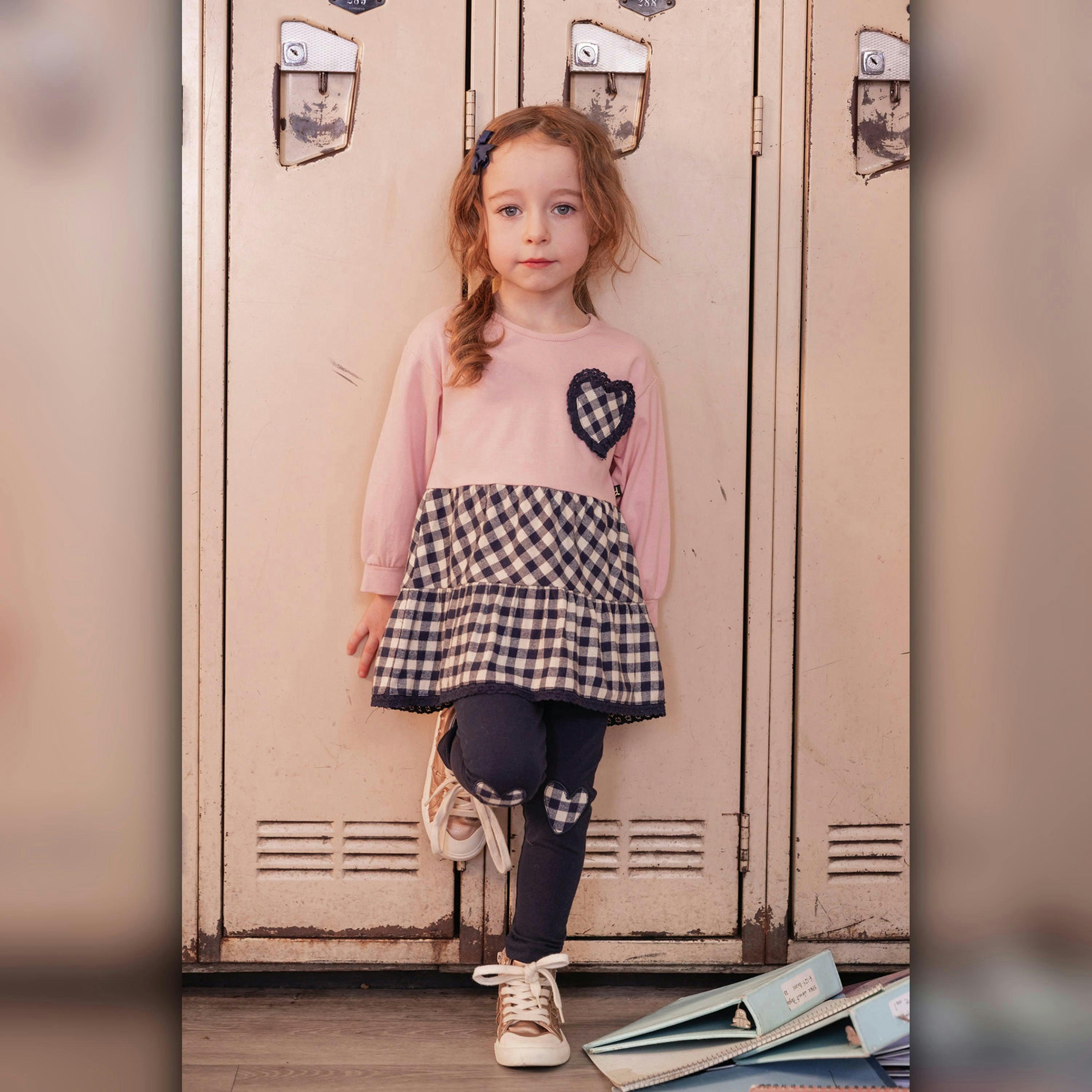 Tunic And Leggings Set Pale Dusty Pink And Navy , view 2 of 6
