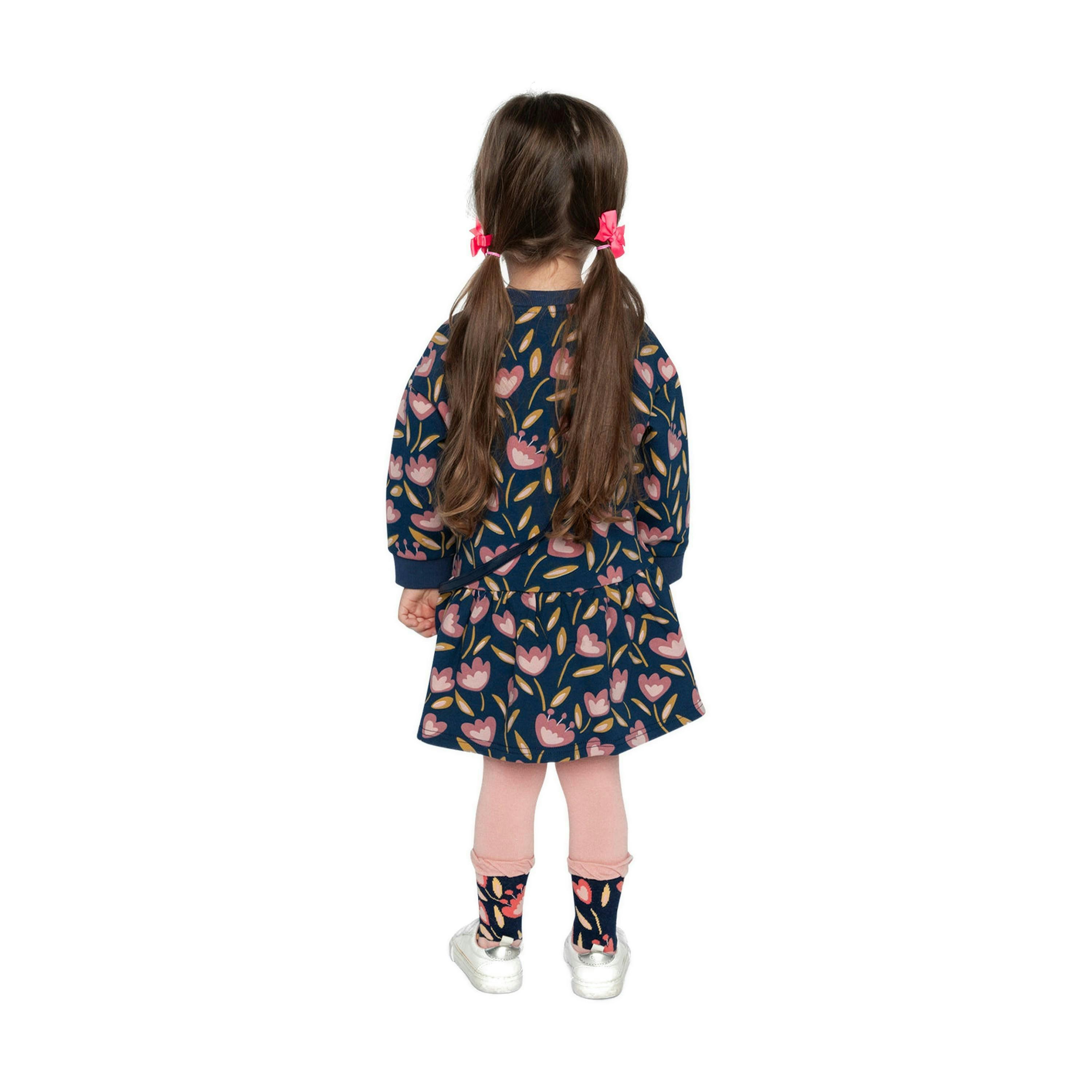 French Terry Dress Blue Tulip Print , view 5 of 5