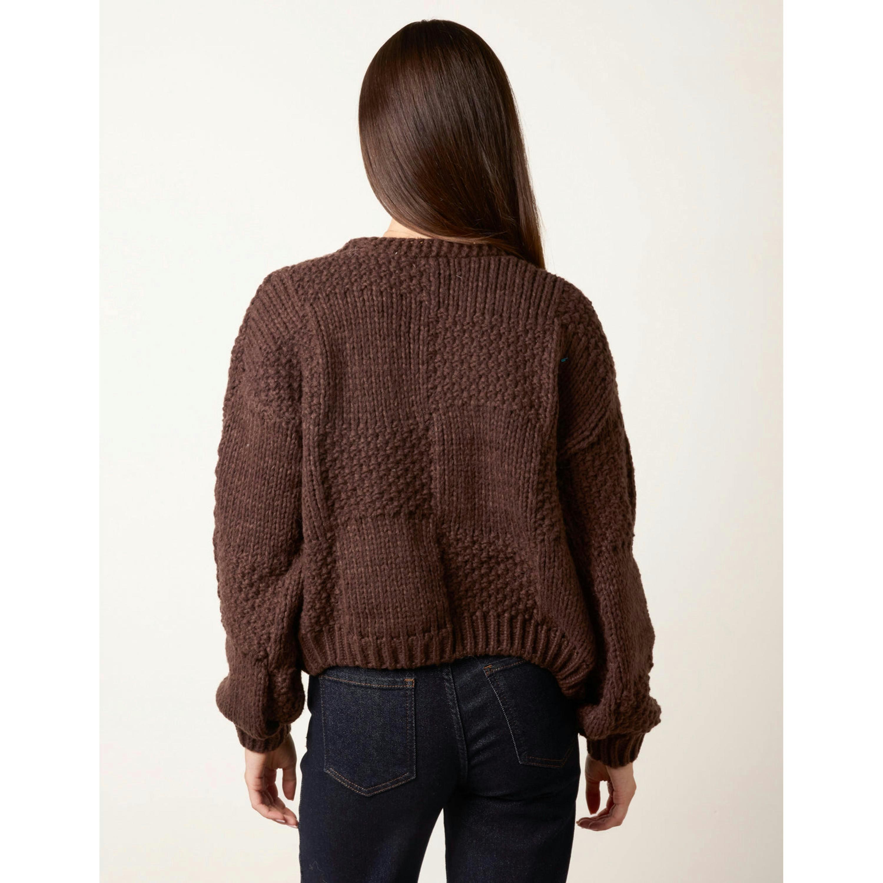 Blue Vanilla Flower Embroidery Cardigan  in Brown , view 2 of 4