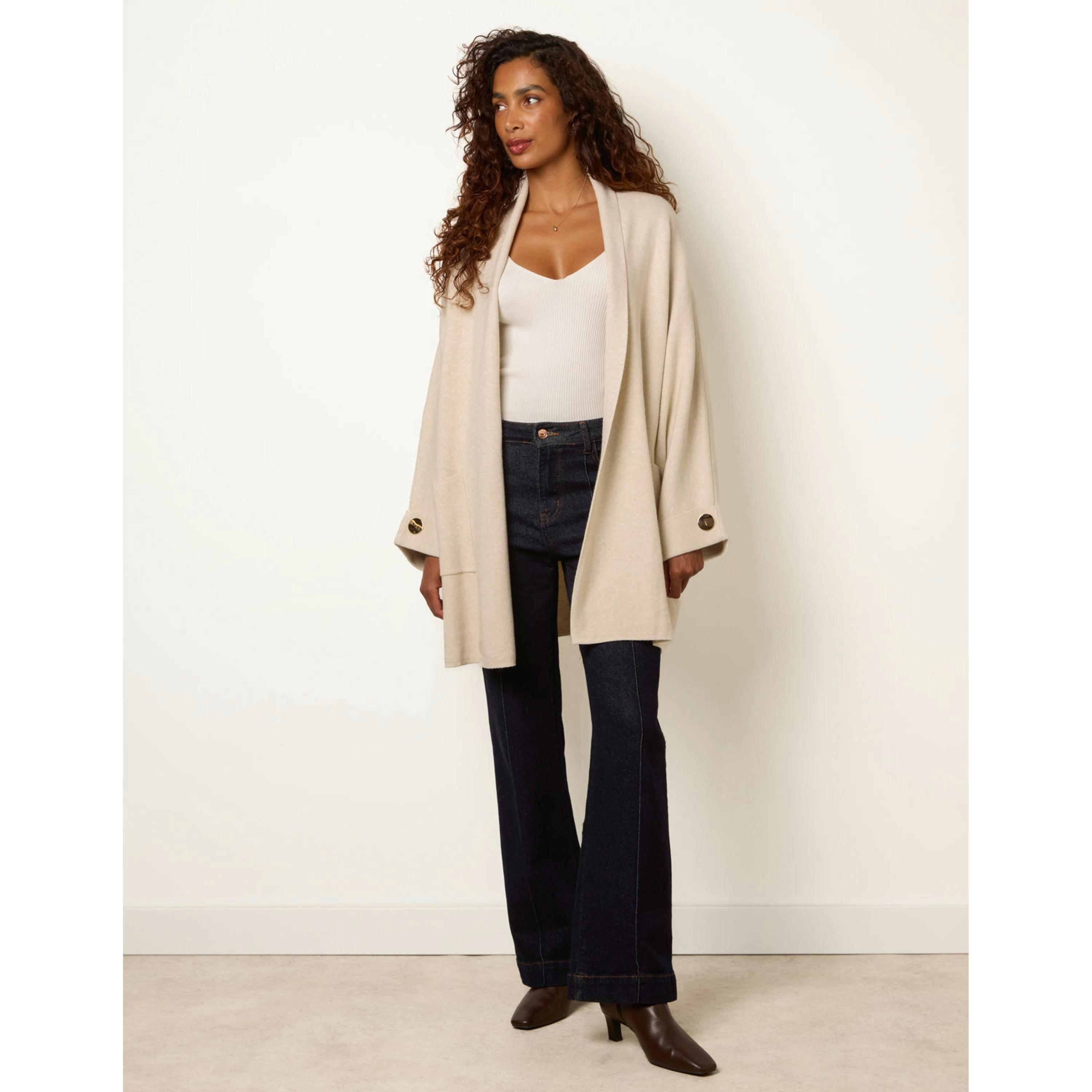 Blue Vanilla Heavy Knit Cardigan  in Brown , view 4 of 4