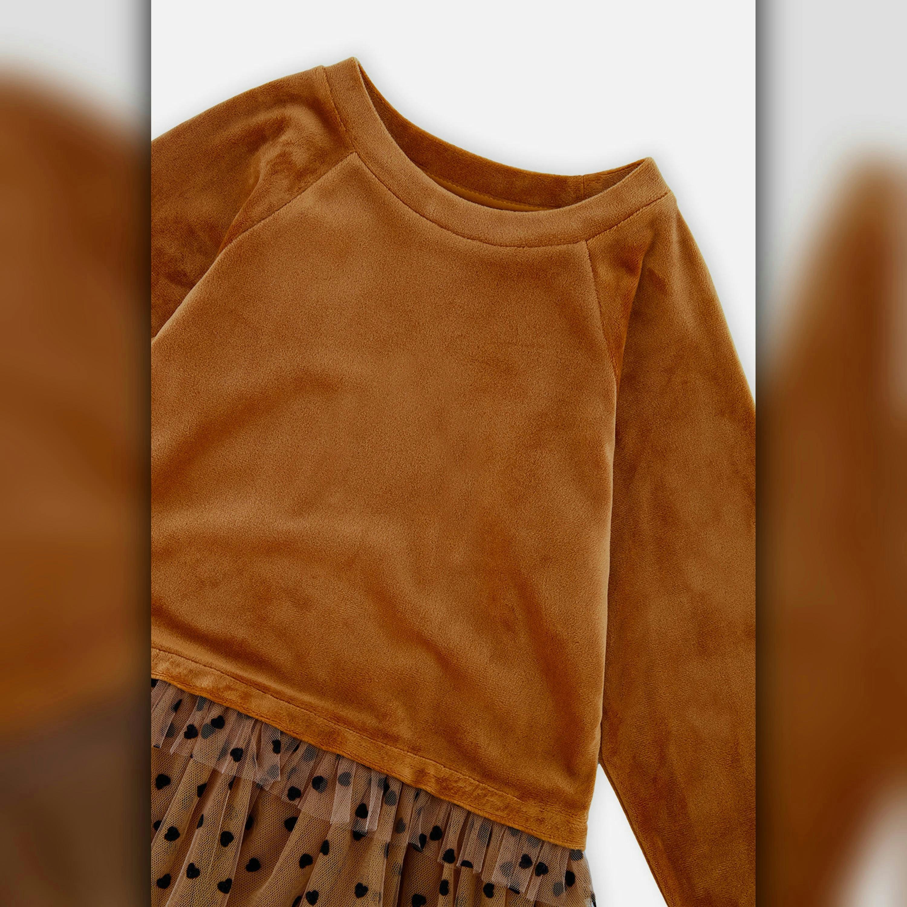 Bi-Material Dress Brown , view 4 of 4