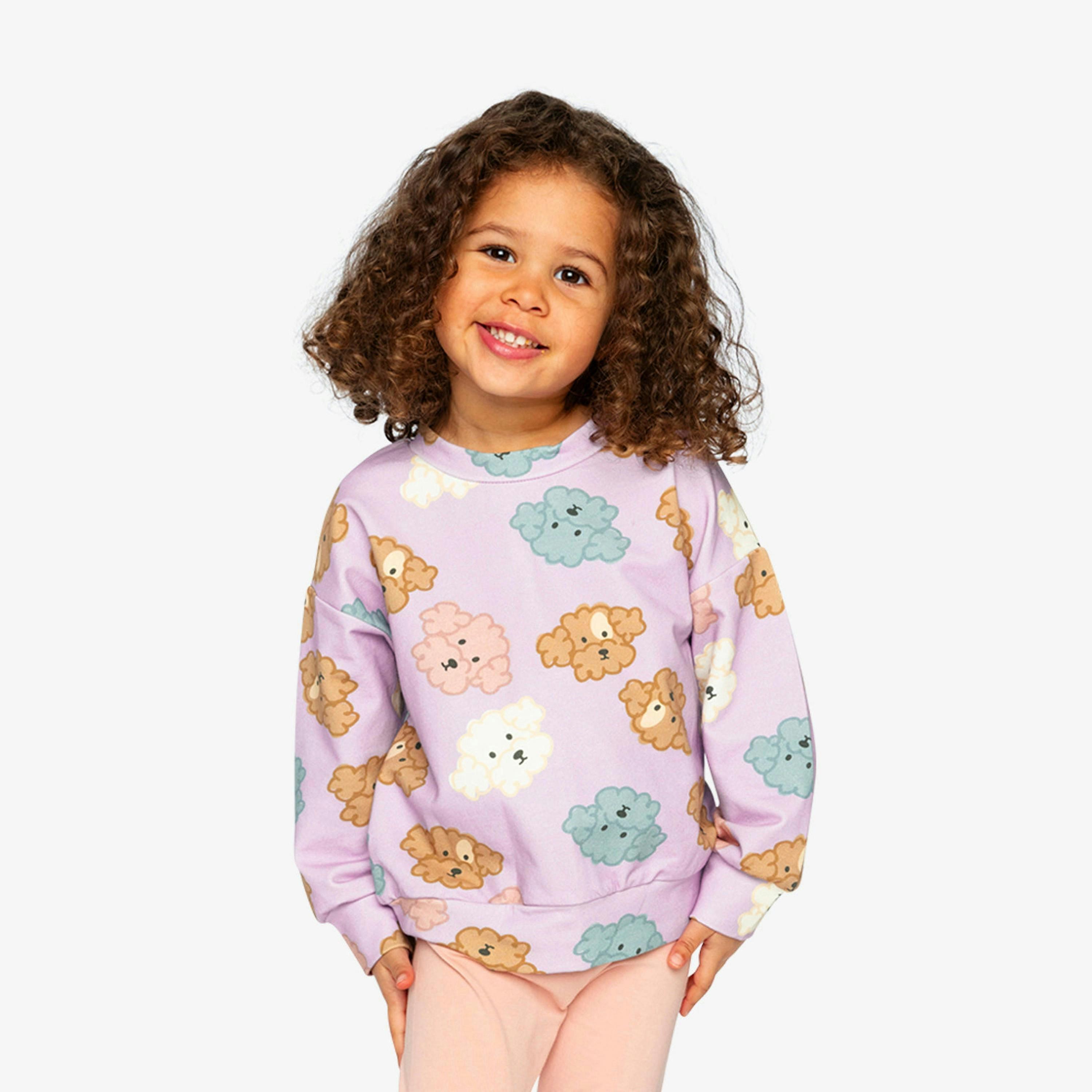 Printed Sweatshirt Purple Poodle Print , view 2 of 6