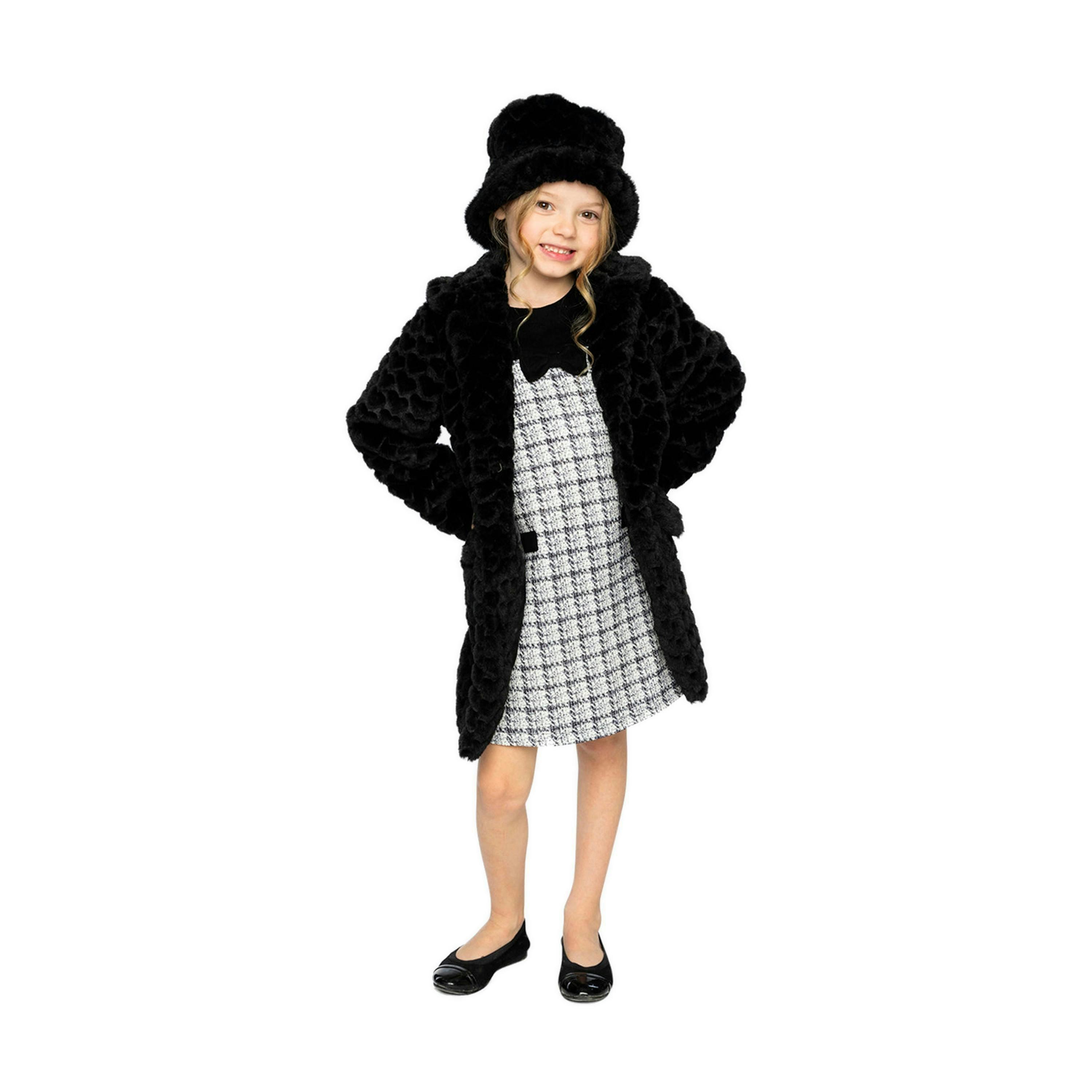 Faux Fur Long Coat Black , view 3 of 6