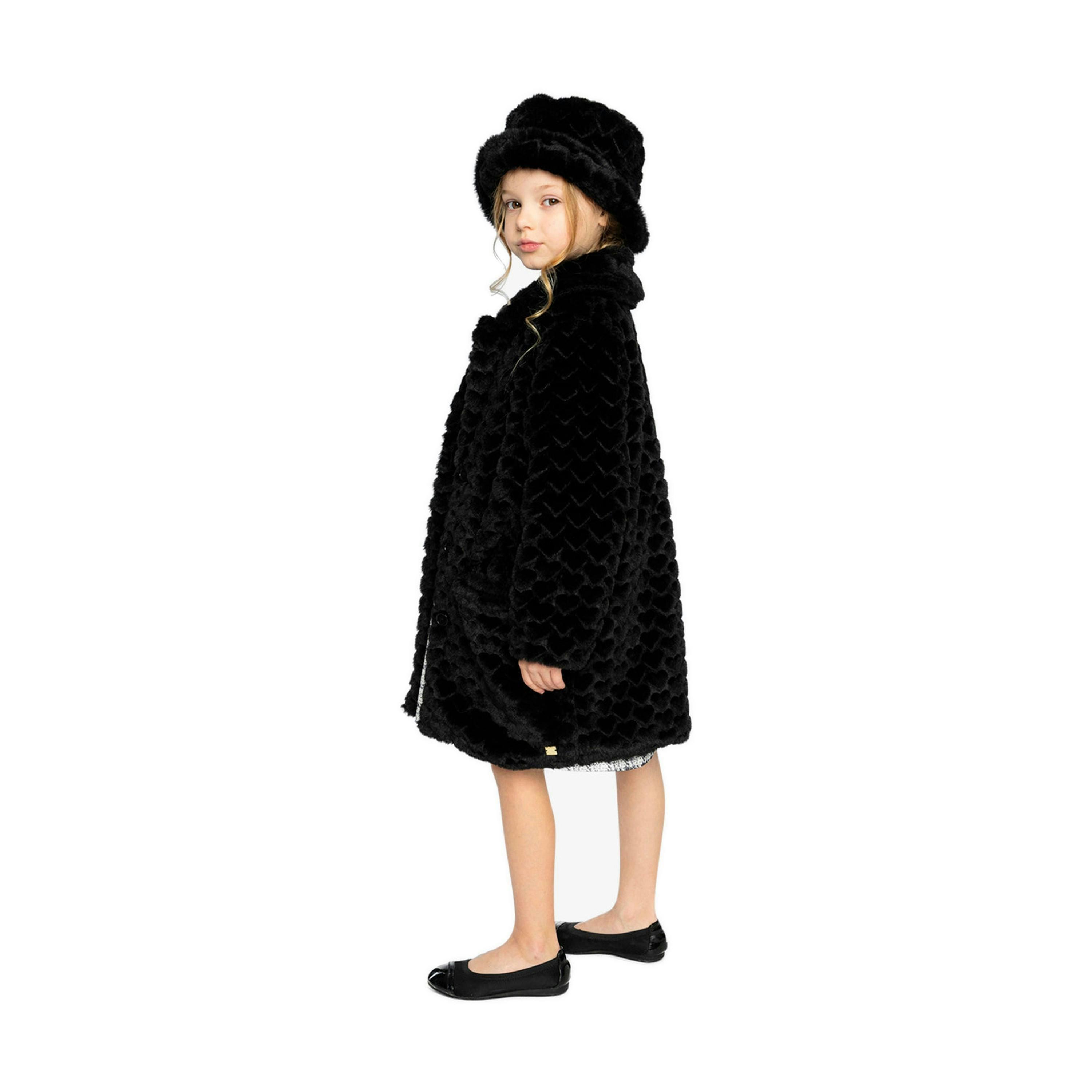 Faux Fur Long Coat Black , view 5 of 6