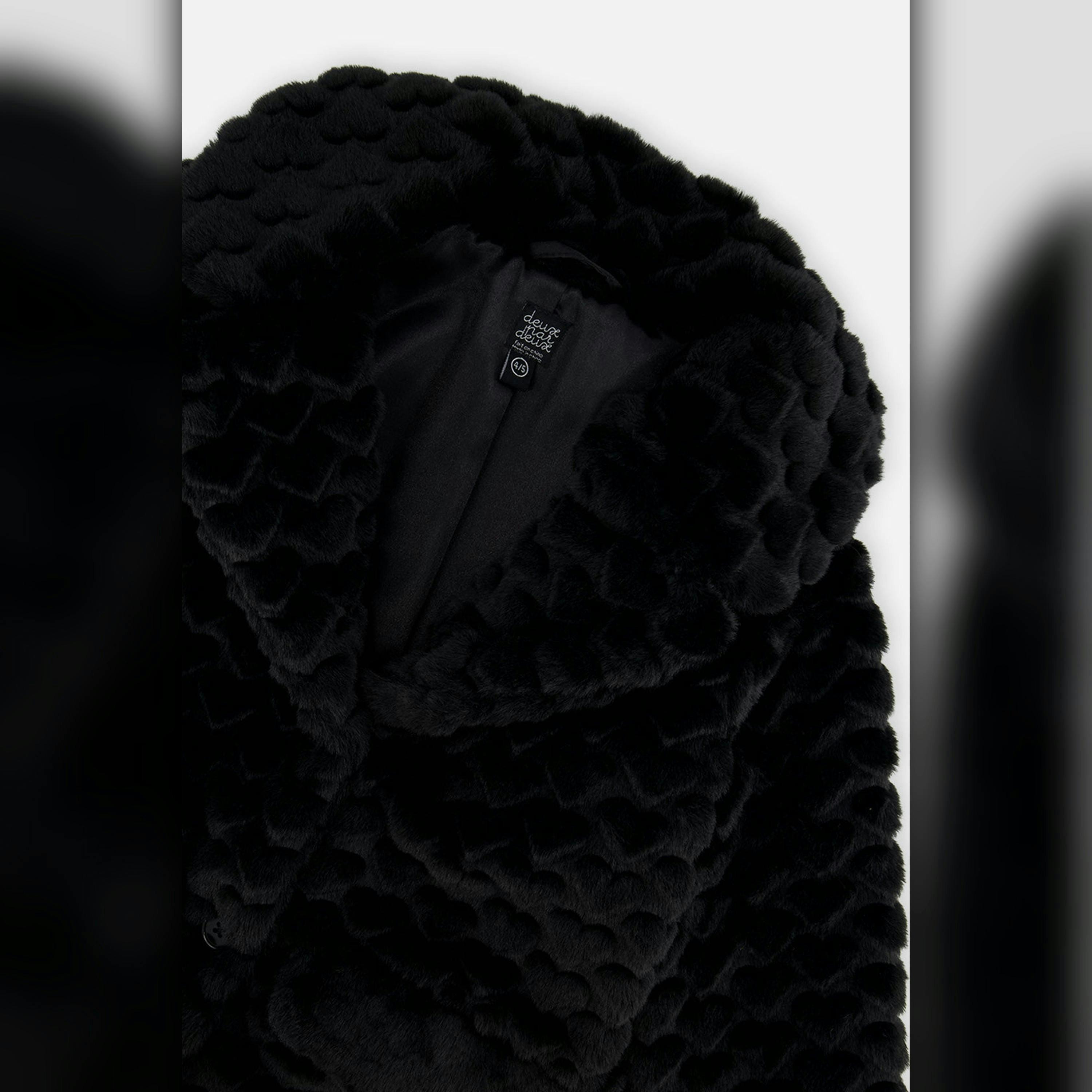 Faux Fur Long Coat Black , view 6 of 6