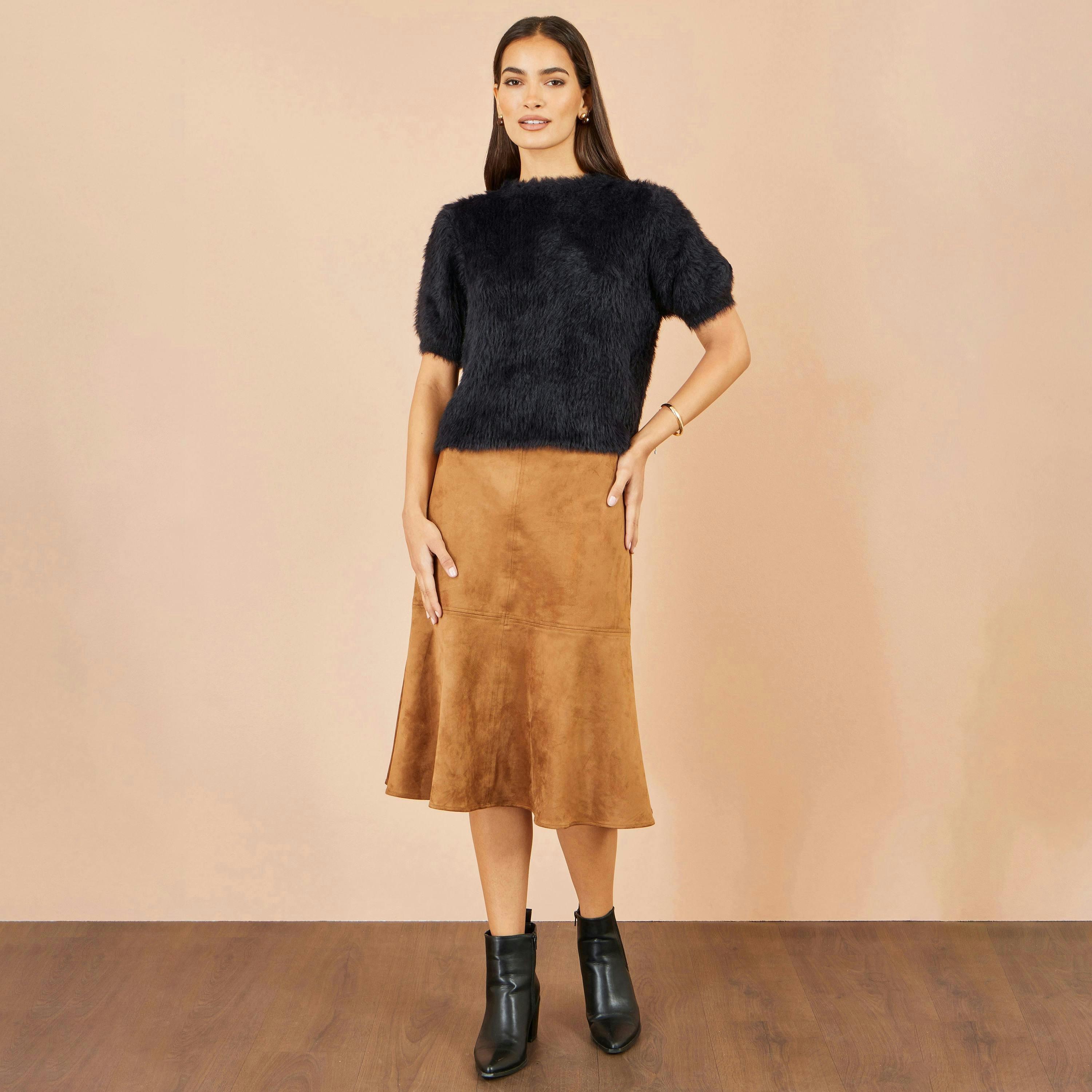 Yumi Black Fluffy Short Sleeve Jumper , view 2 of 4