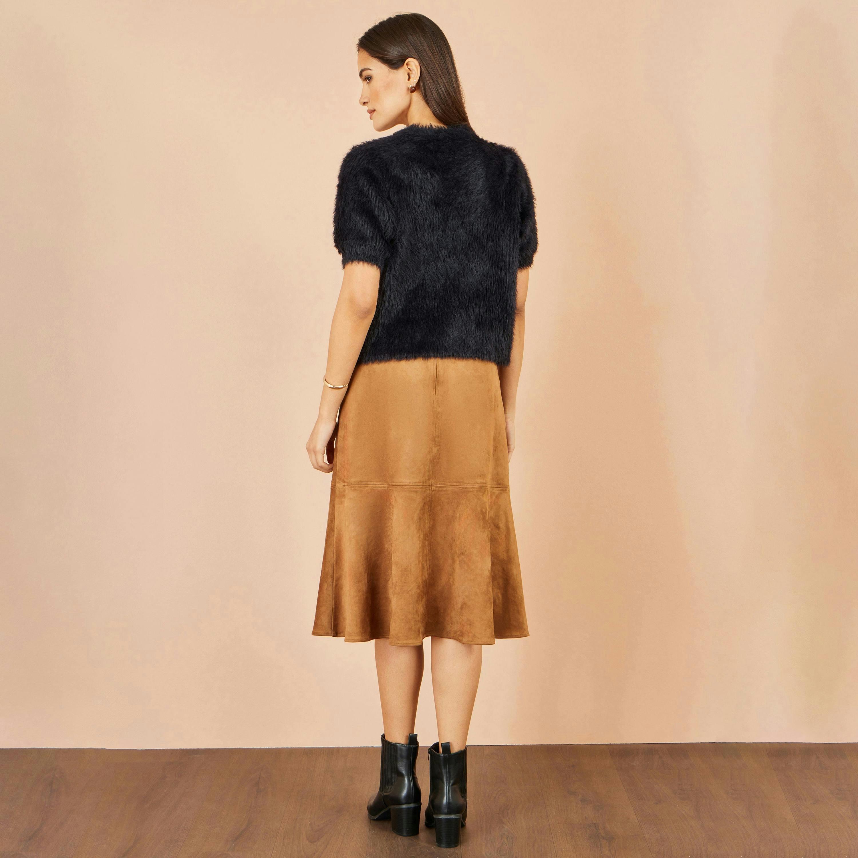 Yumi Black Fluffy Short Sleeve Jumper , view 3 of 4
