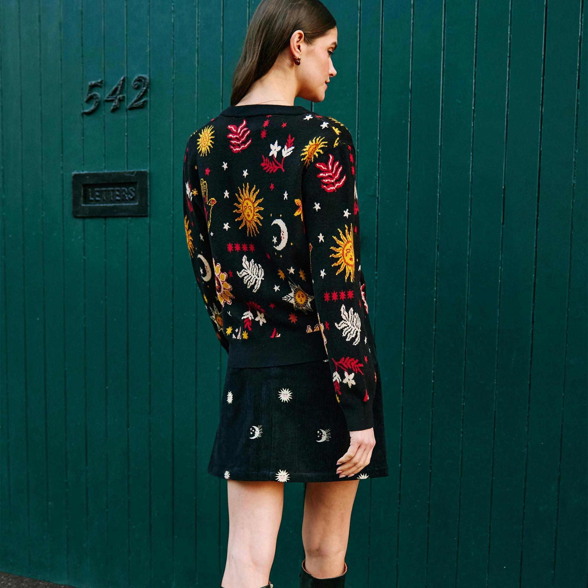 Yumi Black Cosmic Intarsia Cardigan , view 4 of 6