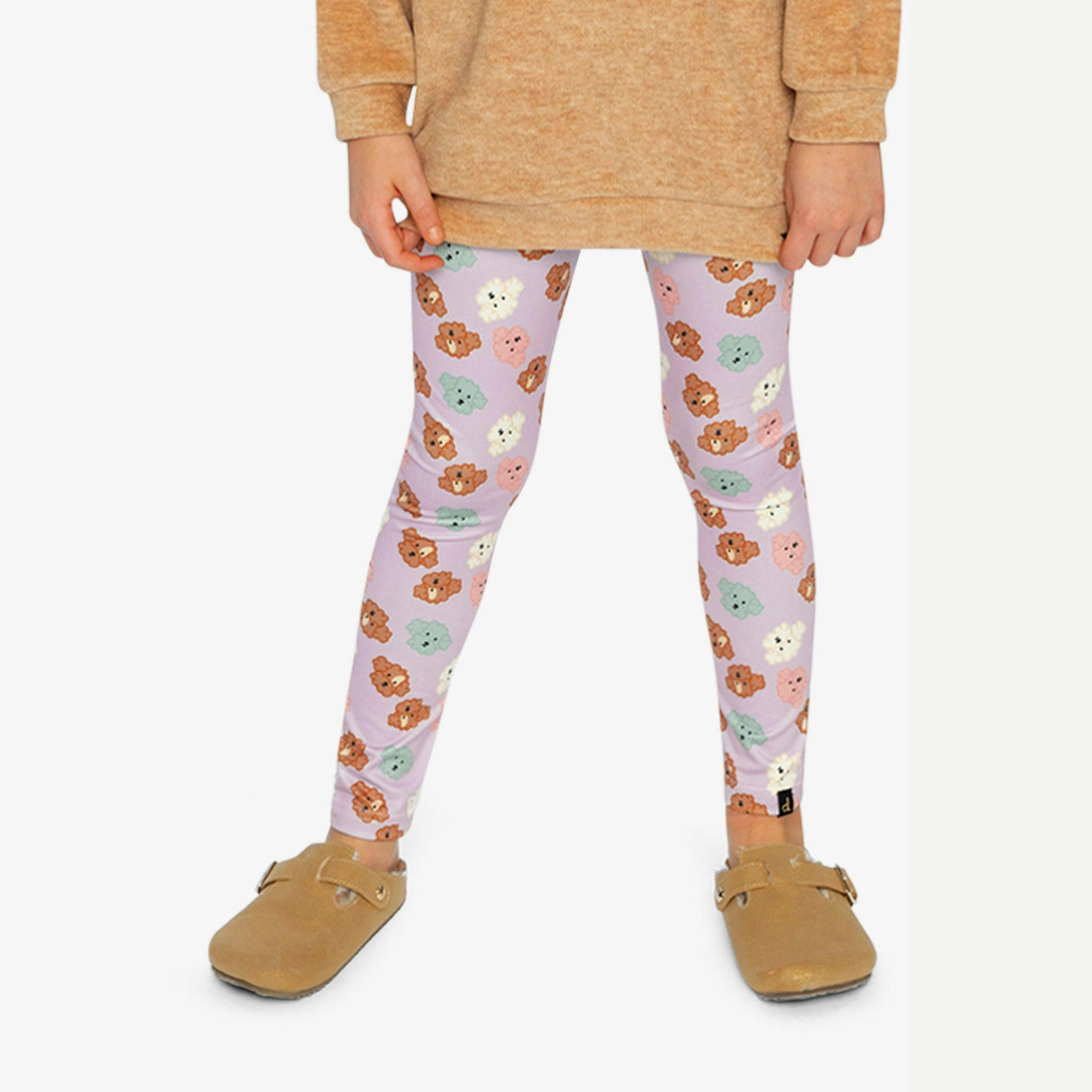 Organic Cotton Leggings Purple Poodle Print , view 2 of 6