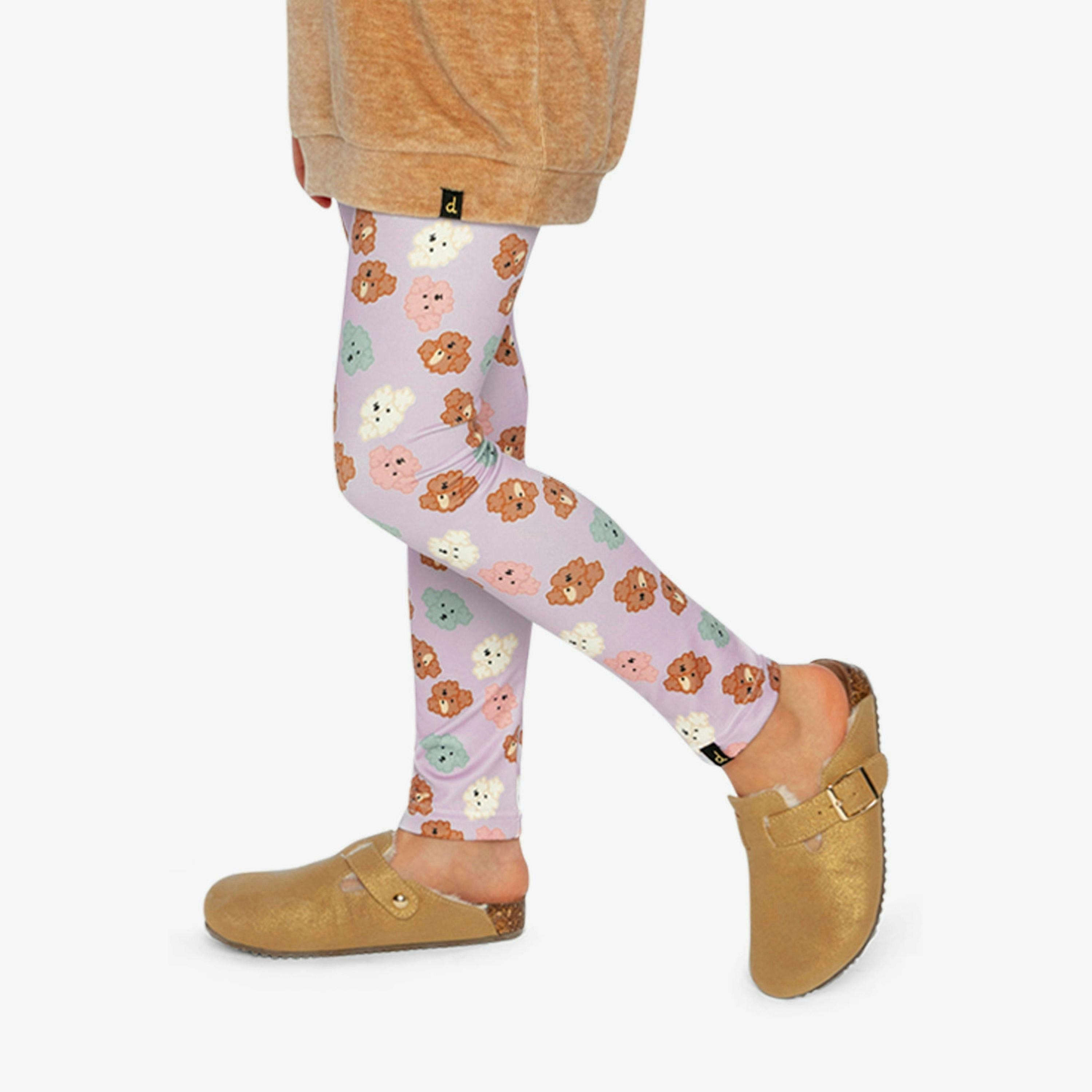 Organic Cotton Leggings Purple Poodle Print , view 3 of 6