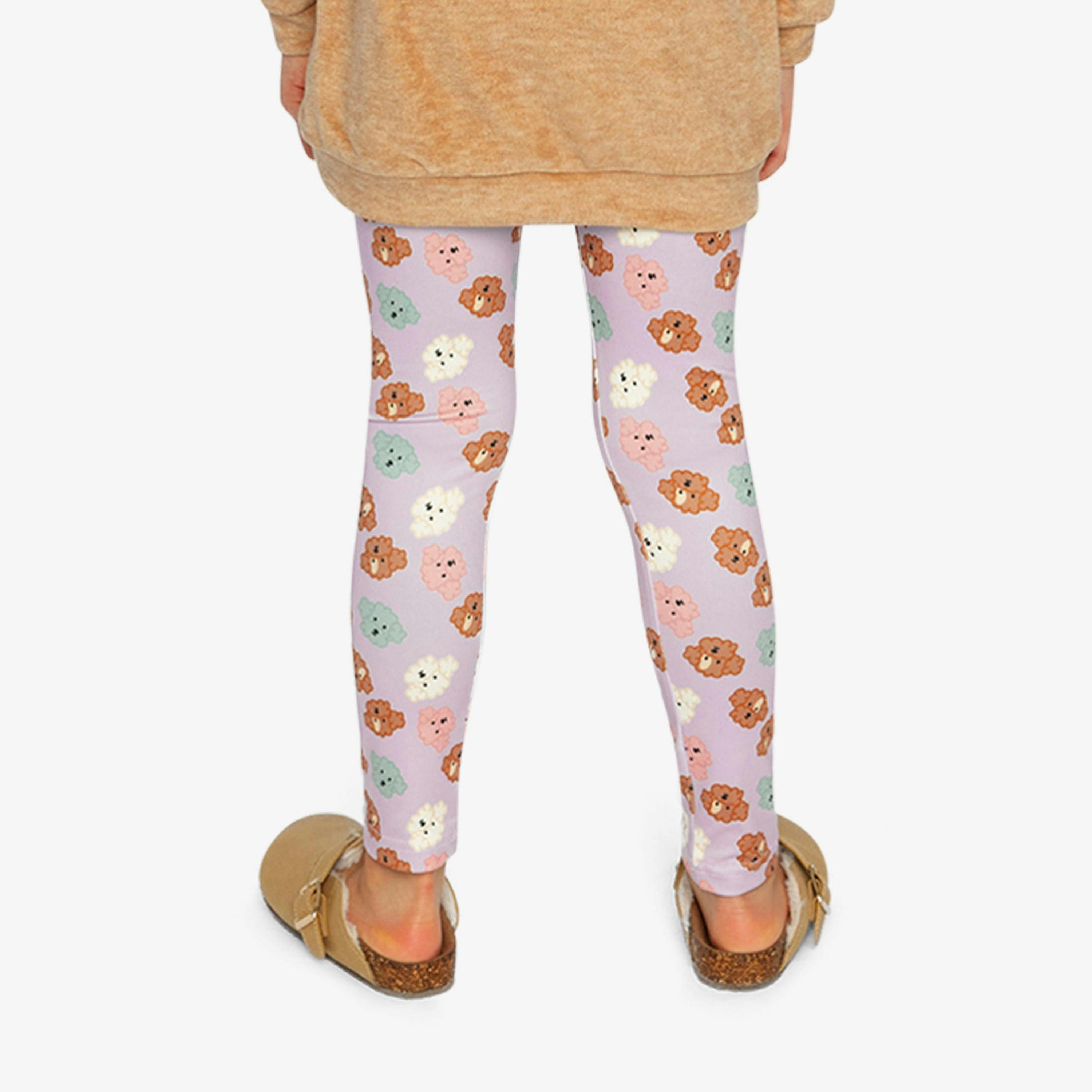Organic Cotton Leggings Purple Poodle Print , view 4 of 6