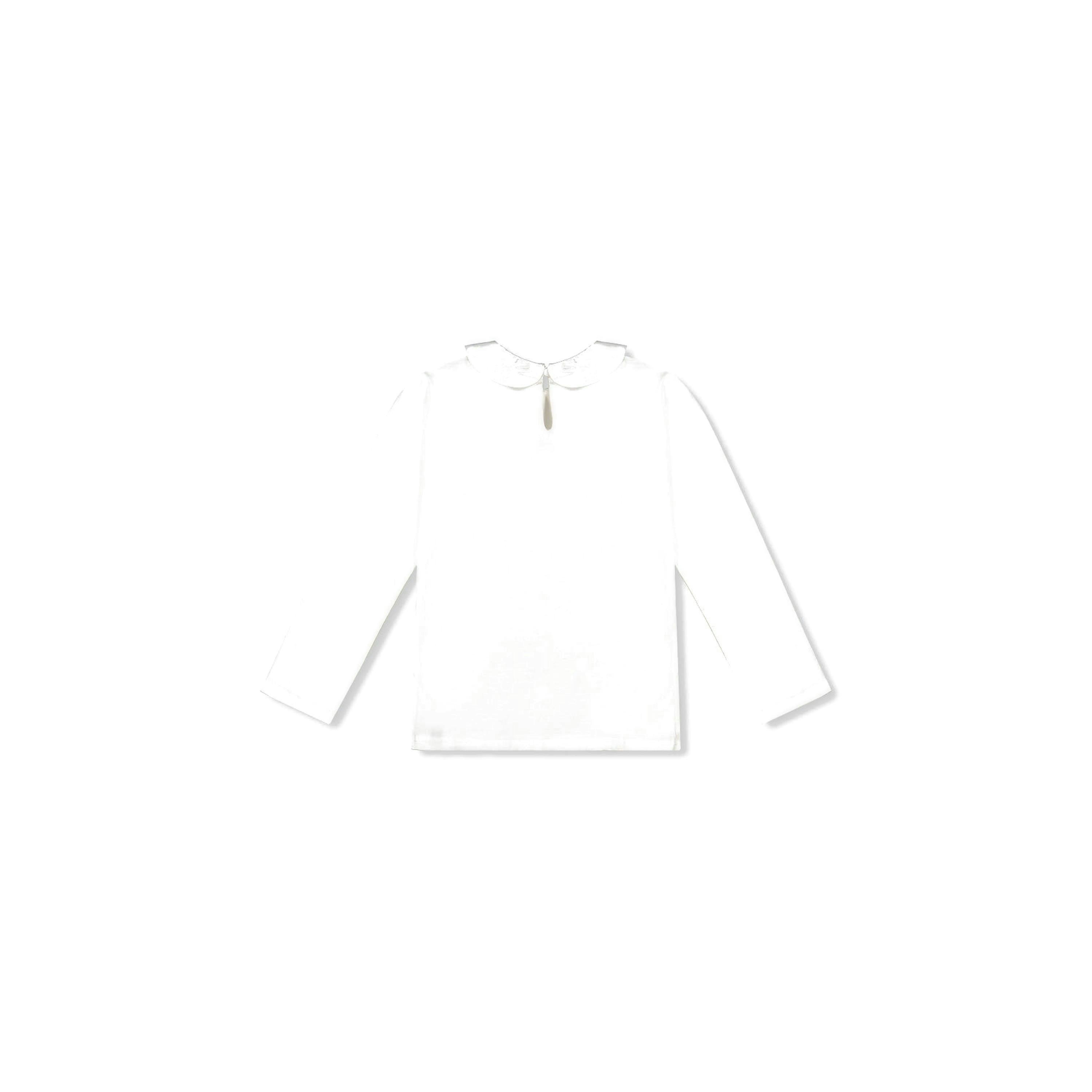 Organic Cotton T-Shirt with Peter Pan Collar Off-White , view 2 of 3