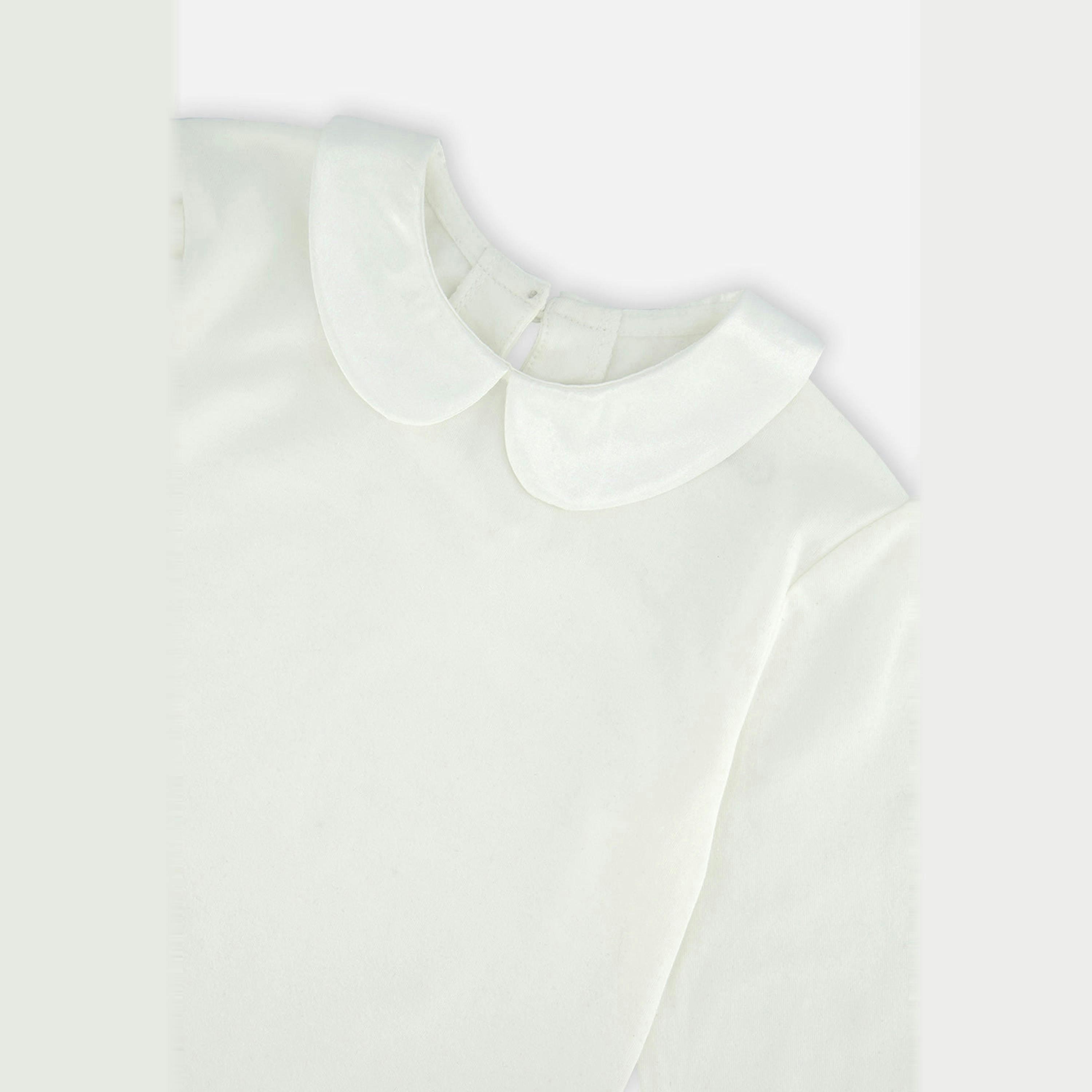 Organic Cotton T-Shirt with Peter Pan Collar Off-White , view 3 of 3