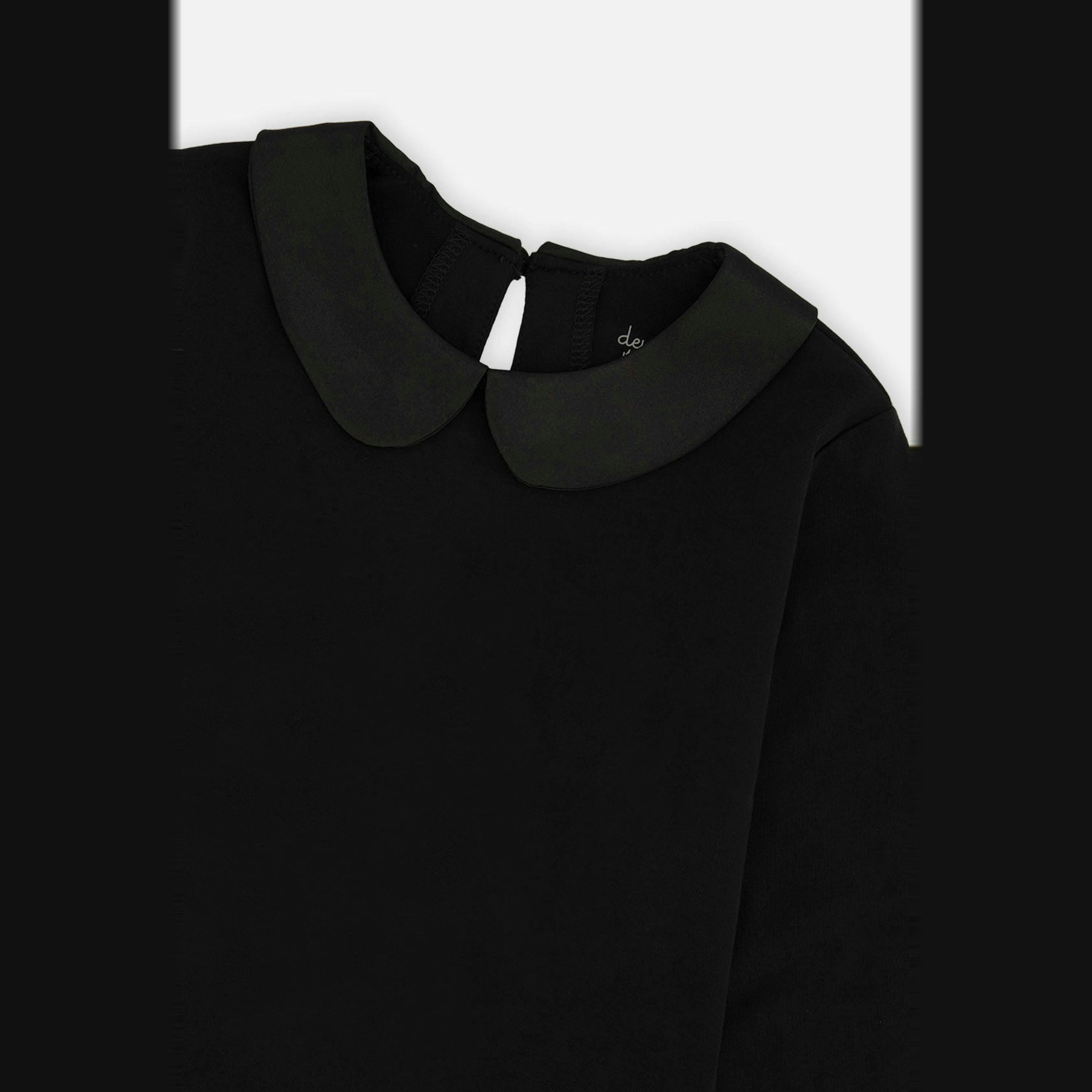 Organic Cotton T-Shirt With Peter Pan Collar Black , view 4 of 6