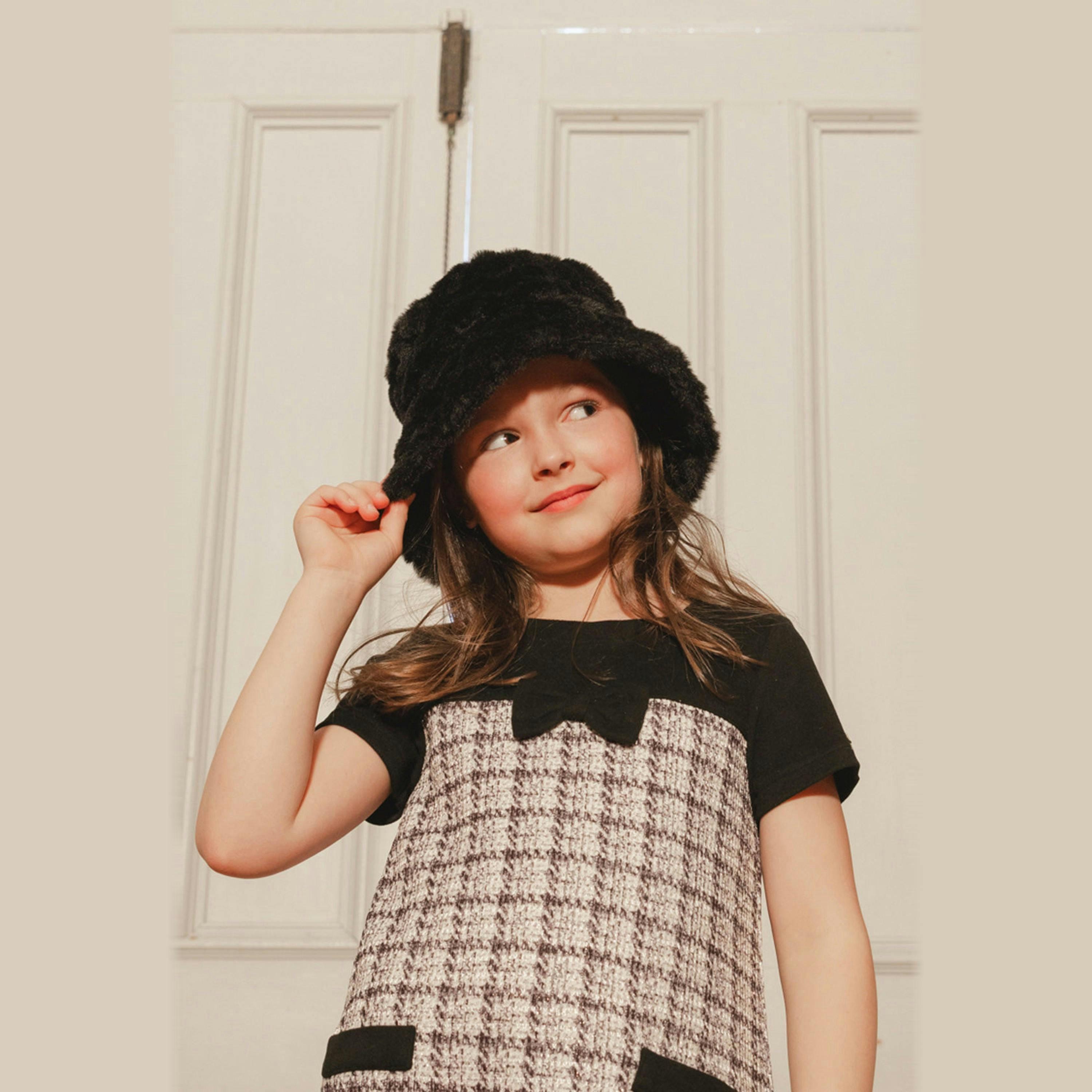 Faux Fur Bucket Hat Black , view 5 of 5