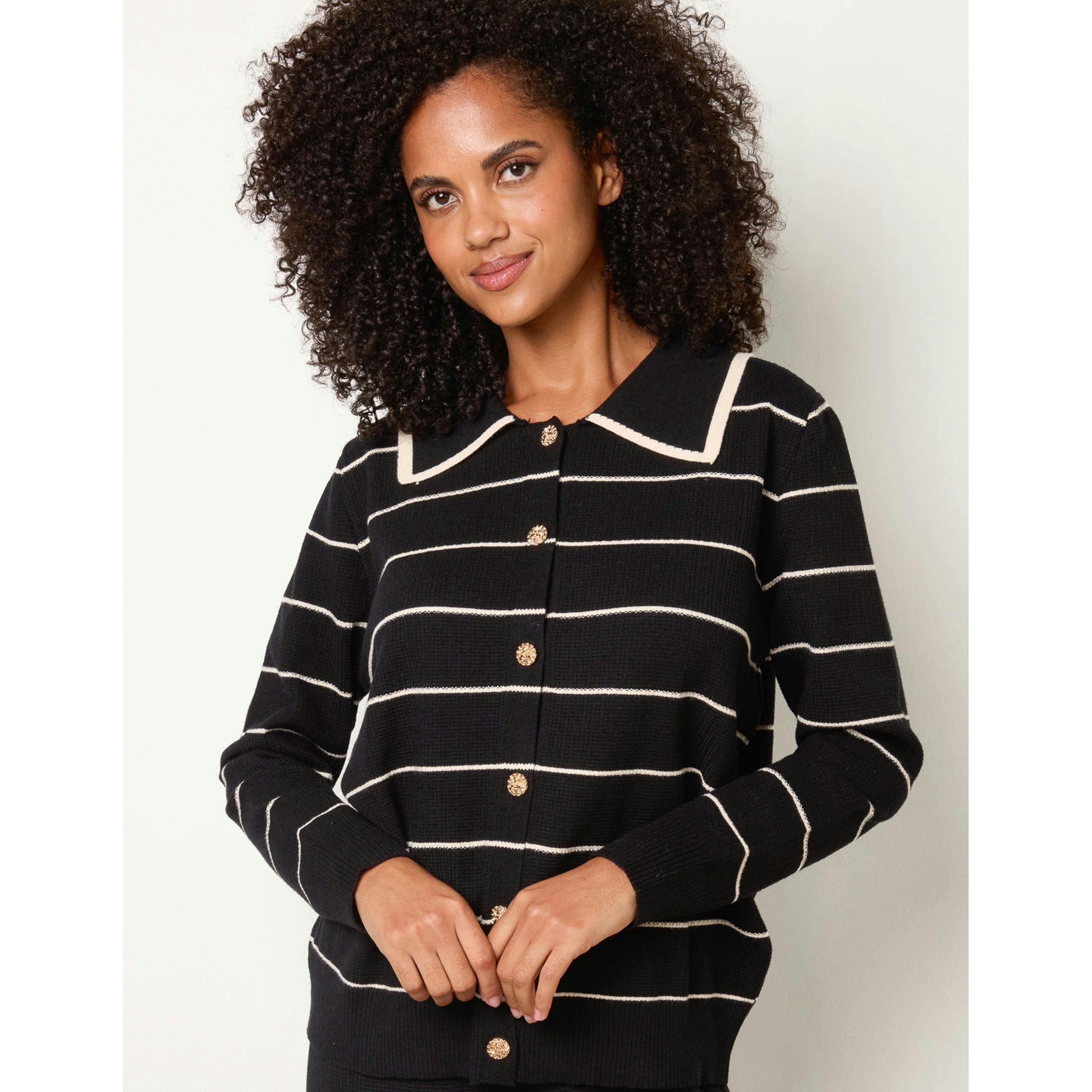 Blue Vanilla Stripe Knit Co-Ord Set  in Black , view 2 of 4
