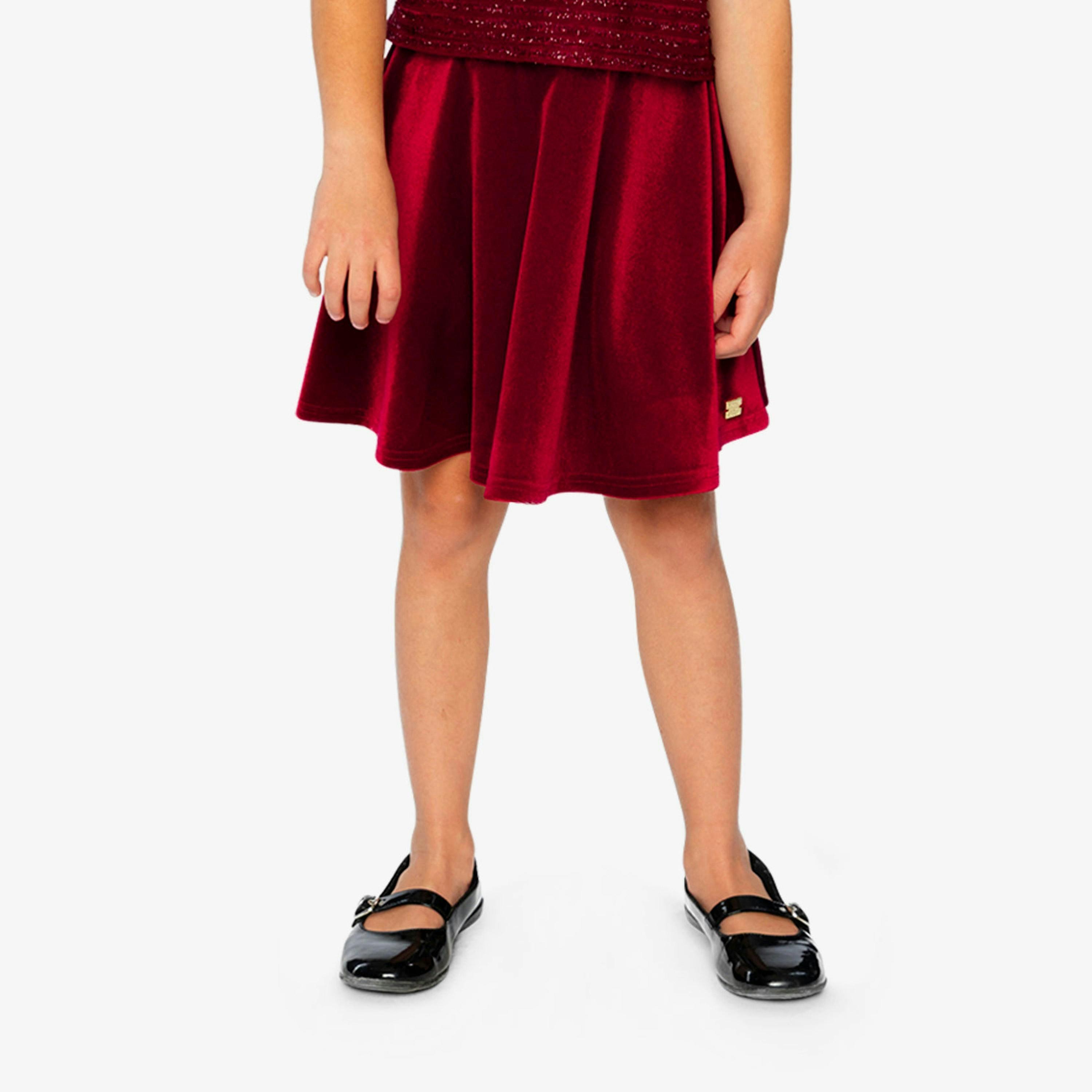 Velvet Skirt Red , view 2 of 6