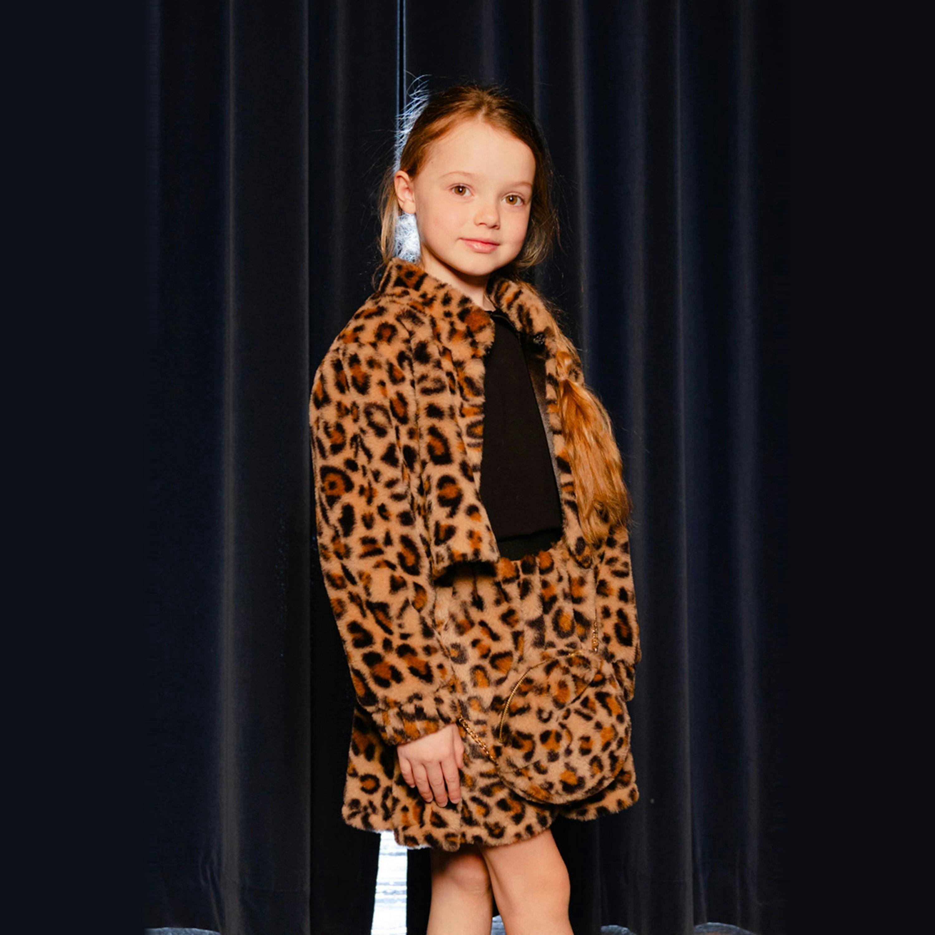 Faux Fur Shoulder Bag Brown Leopard Print , view 2 of 5