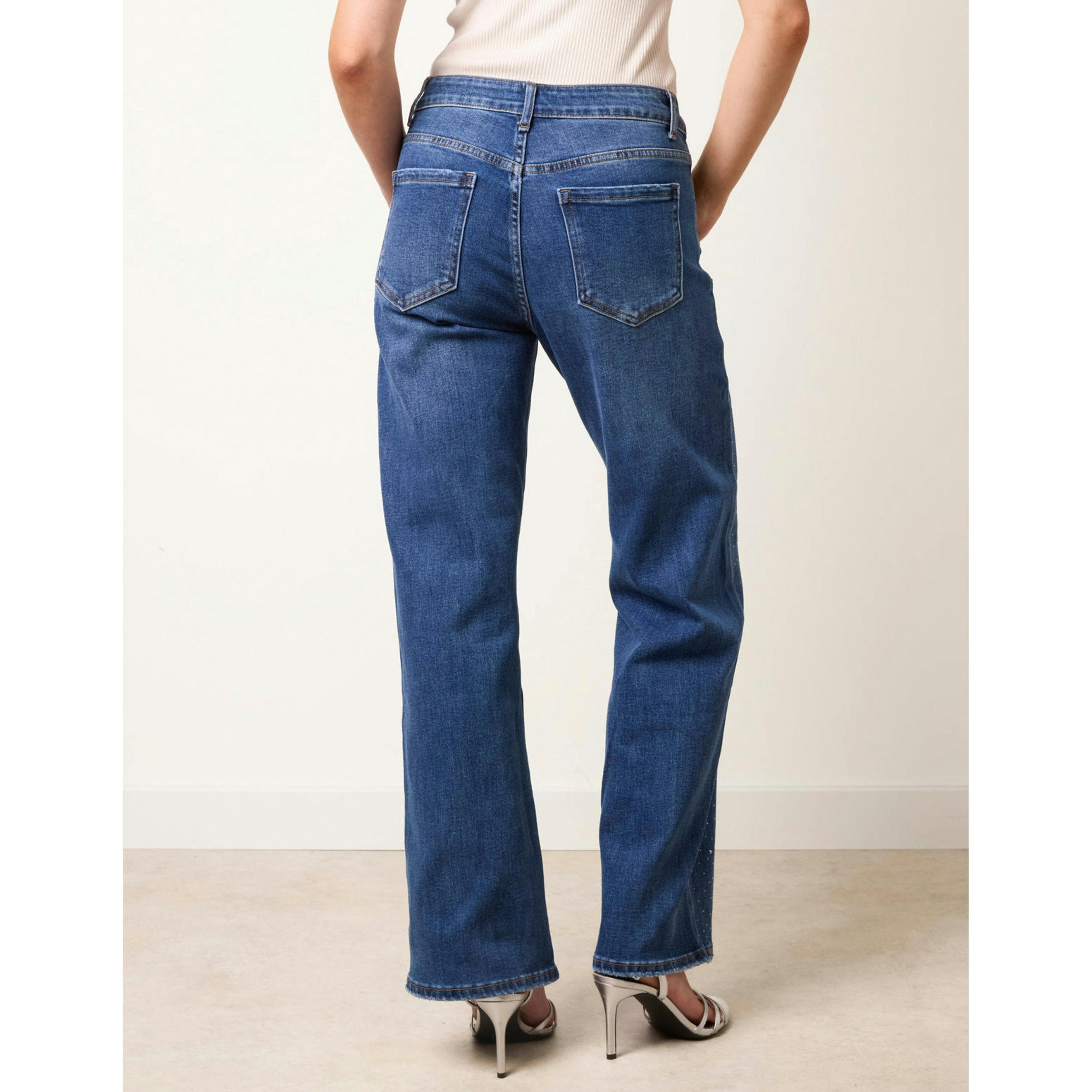 Blue Vanilla Diamante Stud Wide Leg Jeans  in Blue , view 2 of 4