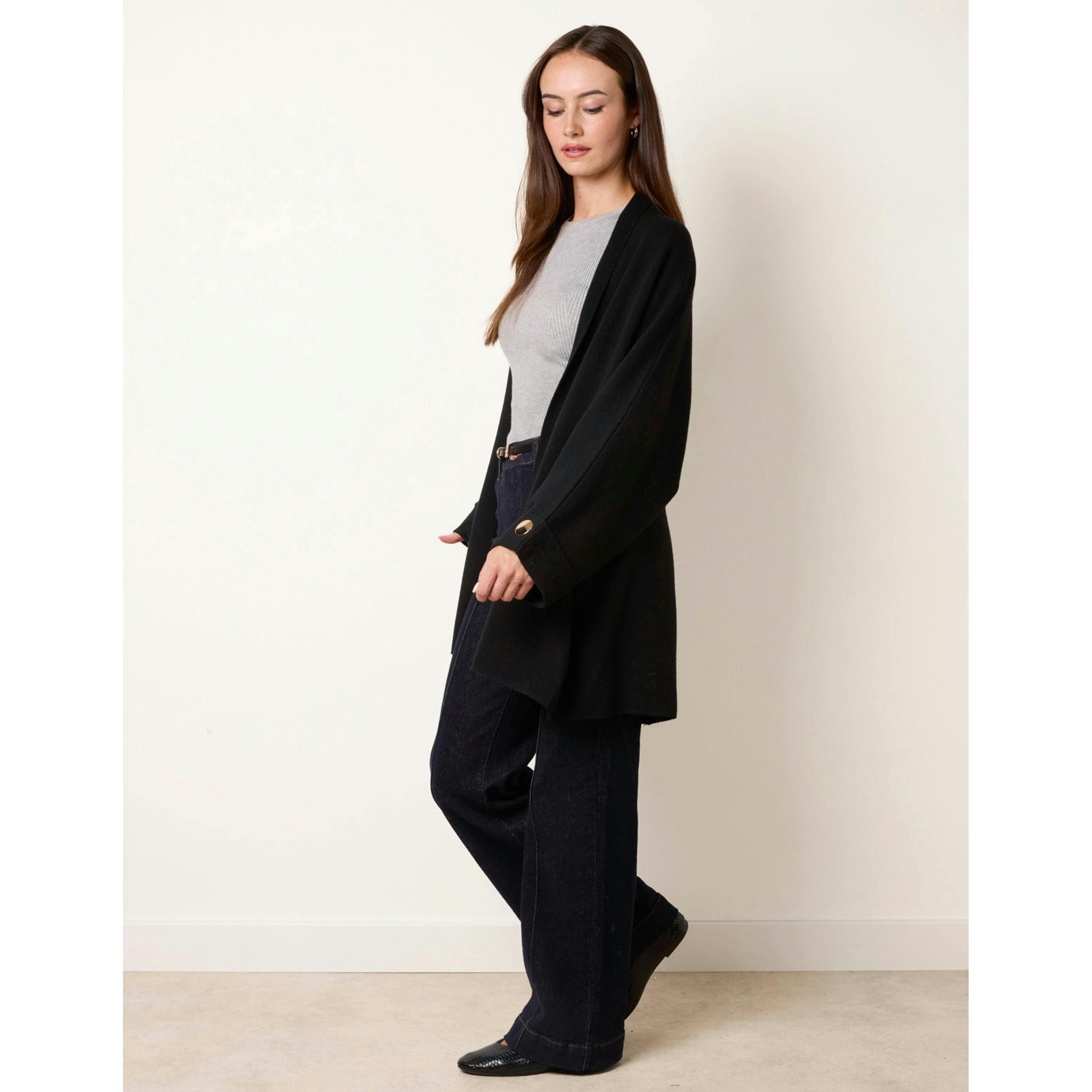 Blue Vanilla Heavy Knit Cardigan  in Black , view 3 of 4