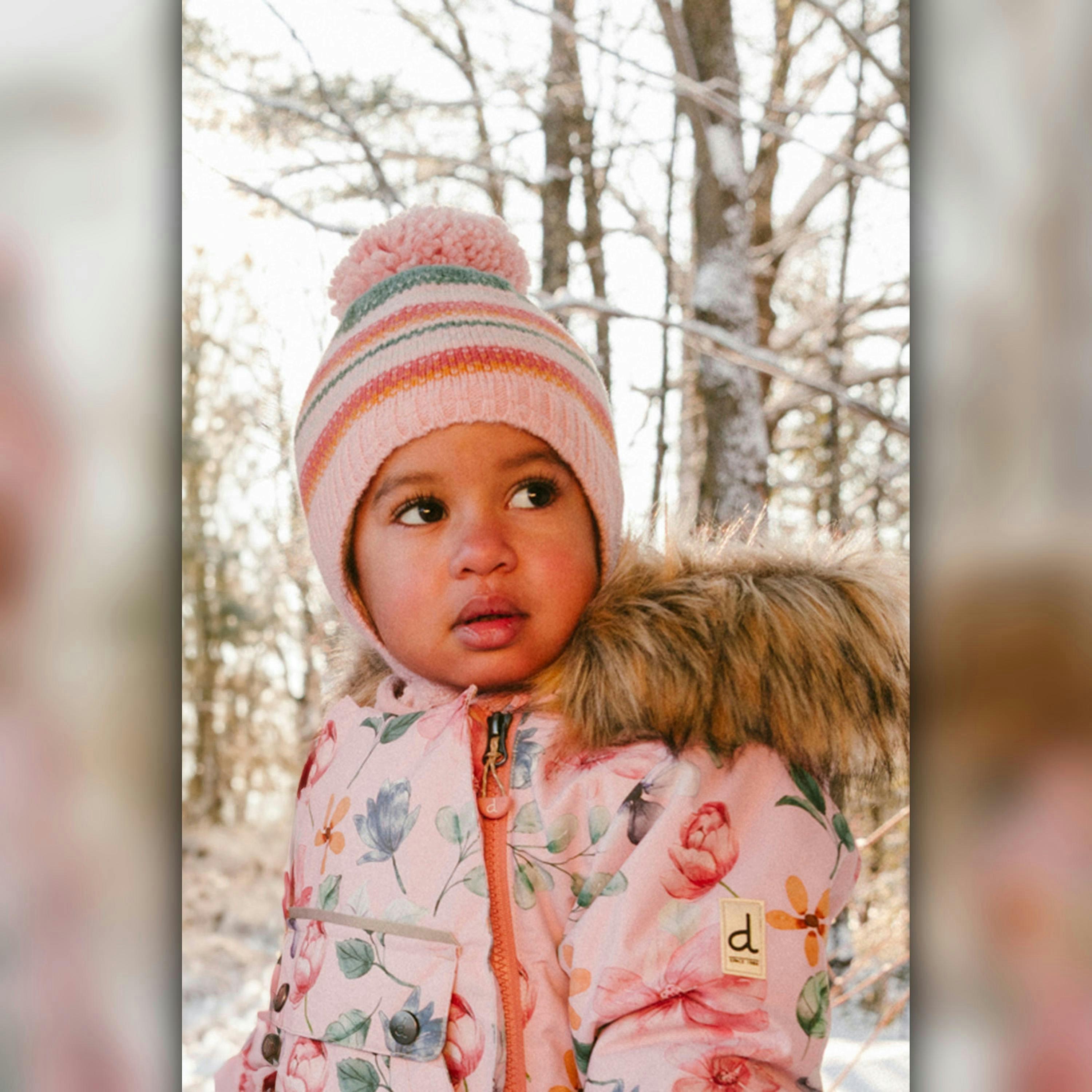 Baby One Piece Snowsuit Adapted For Car Seats Pink Floral Print , view 3 of 6