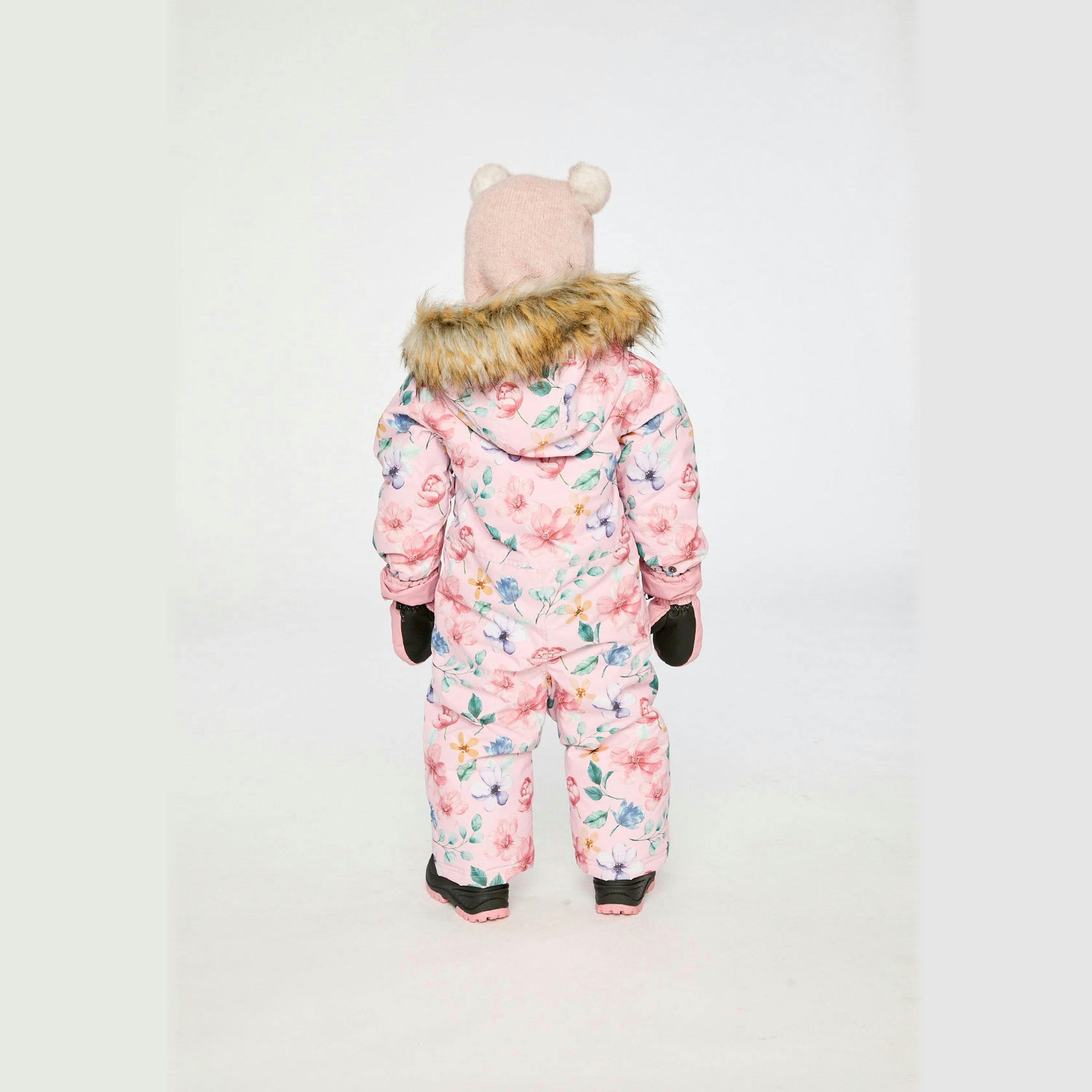Baby One Piece Snowsuit Adapted For Car Seats Pink Floral Print , view 6 of 6
