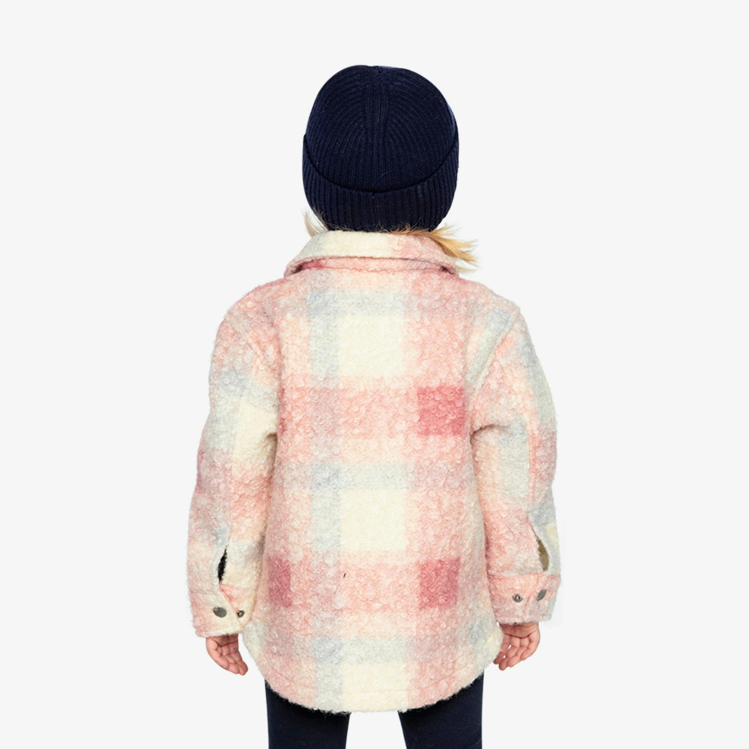 Zipped Plaid Overshirt With Chest Pockets Beige And Pink Plaid , view 4 of 6