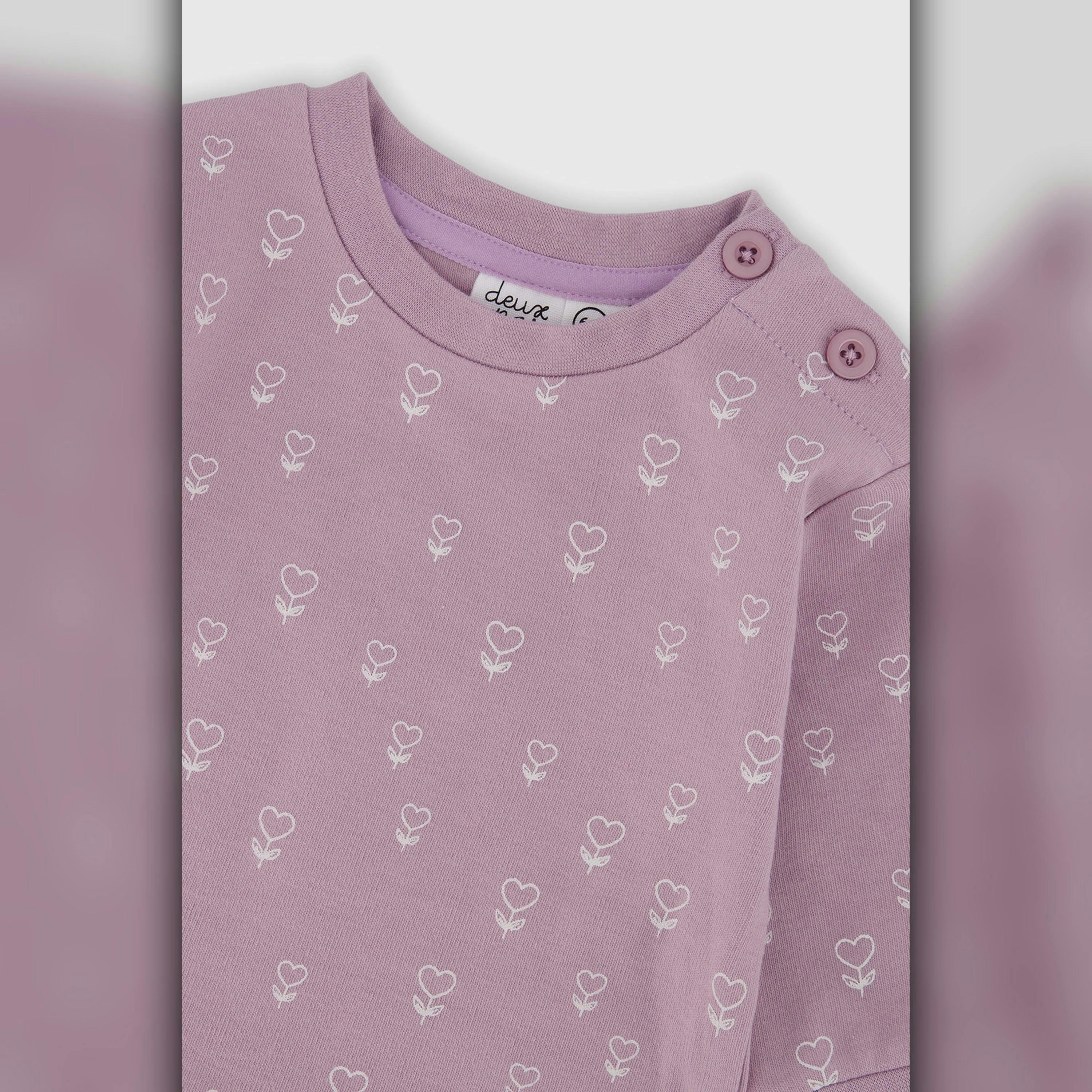 Organic Cotton Pants And Top Set Purple Floral Print , view 3 of 4
