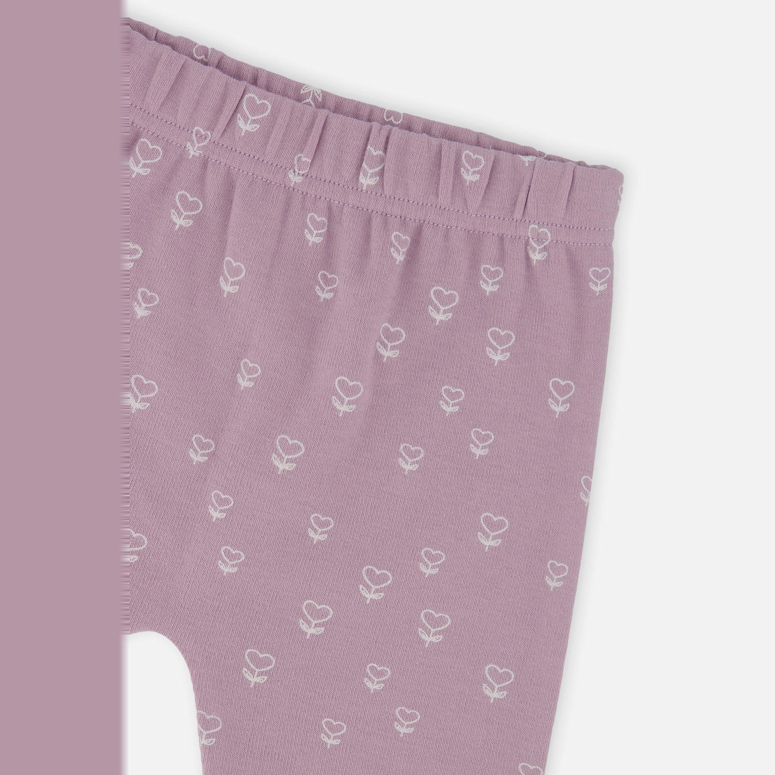 Organic Cotton Pants And Top Set Purple Floral Print , view 4 of 4