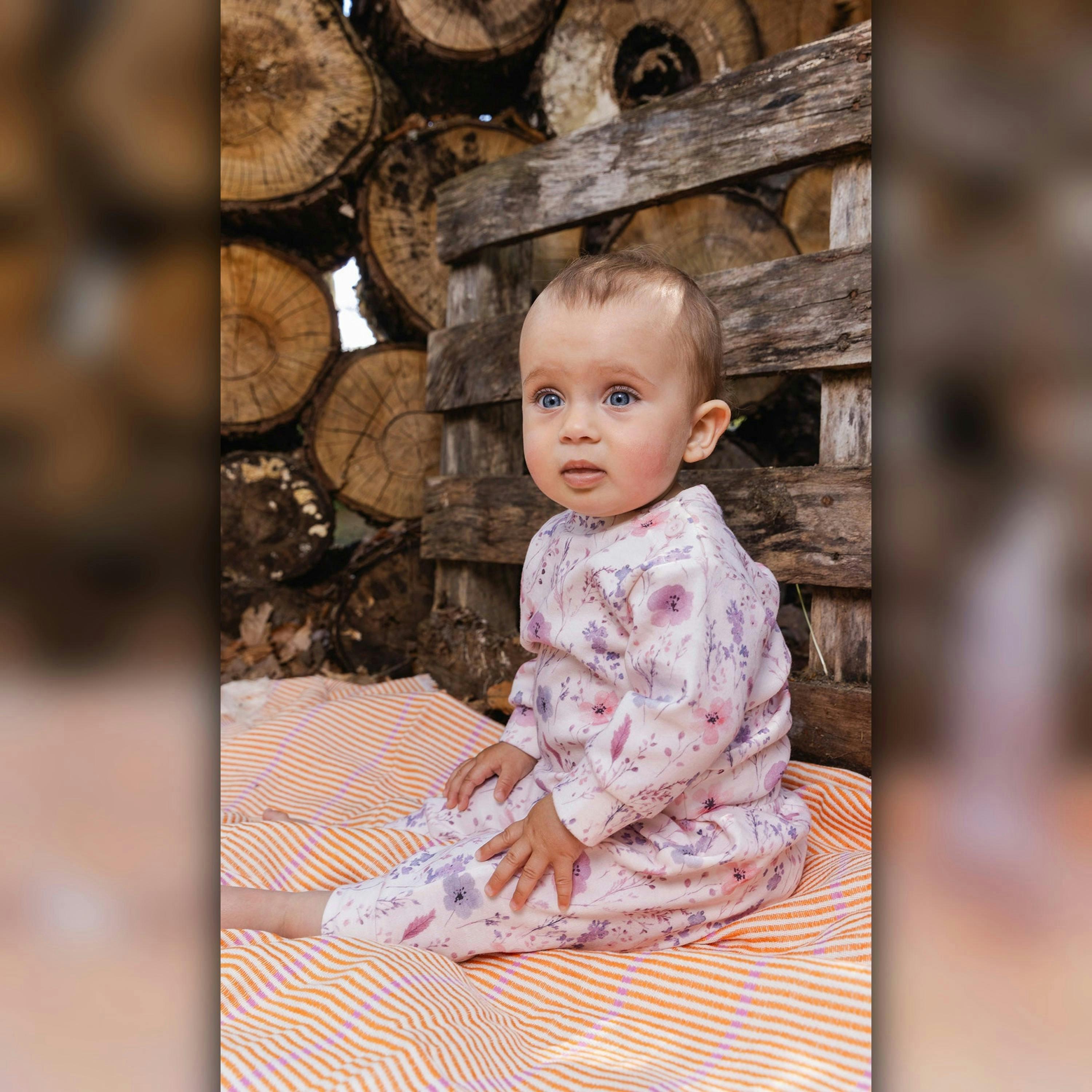 Organic Cotton Pants And Top Set Pink Printed Flowers , view 2 of 4