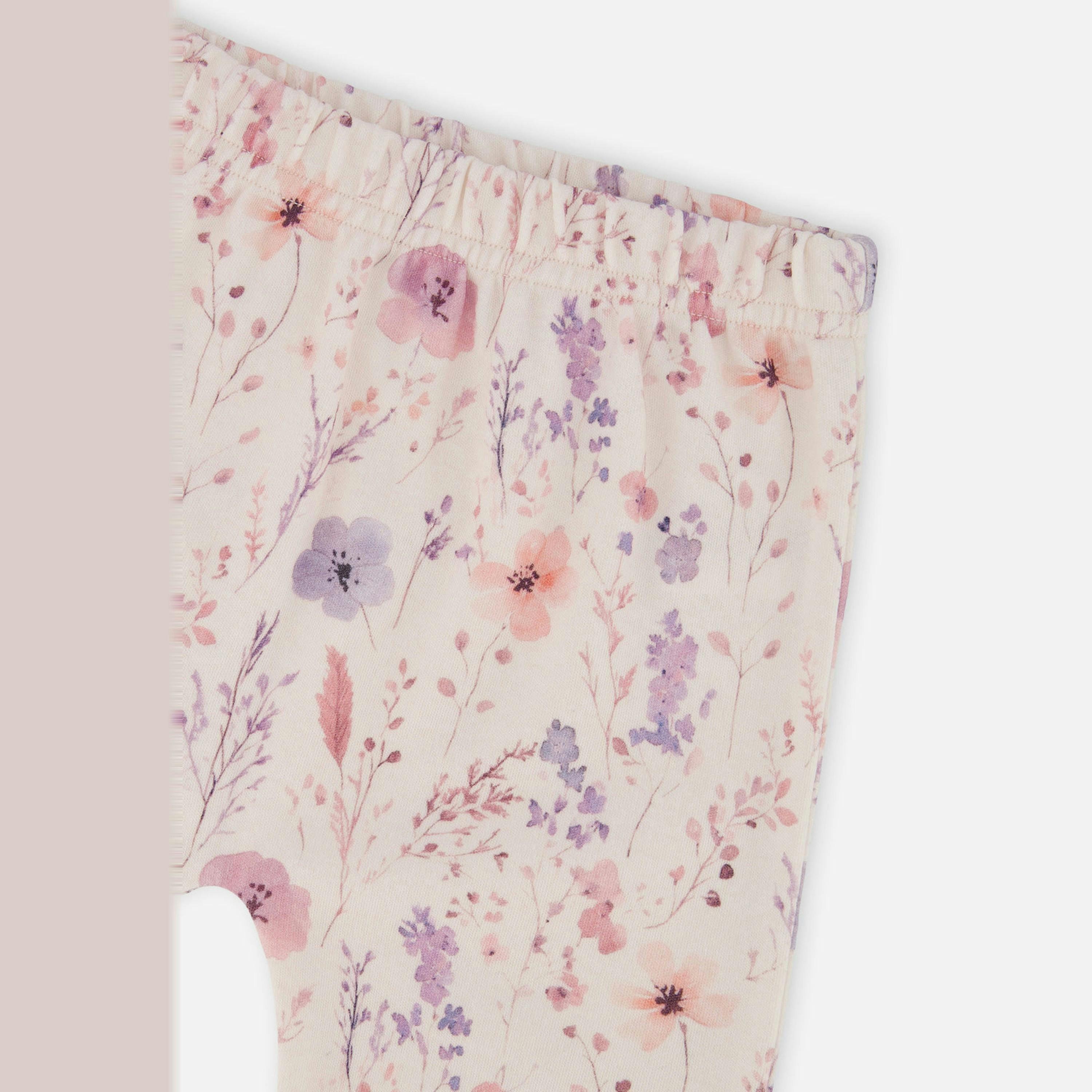 Organic Cotton Pants And Top Set Pink Printed Flowers , view 4 of 4