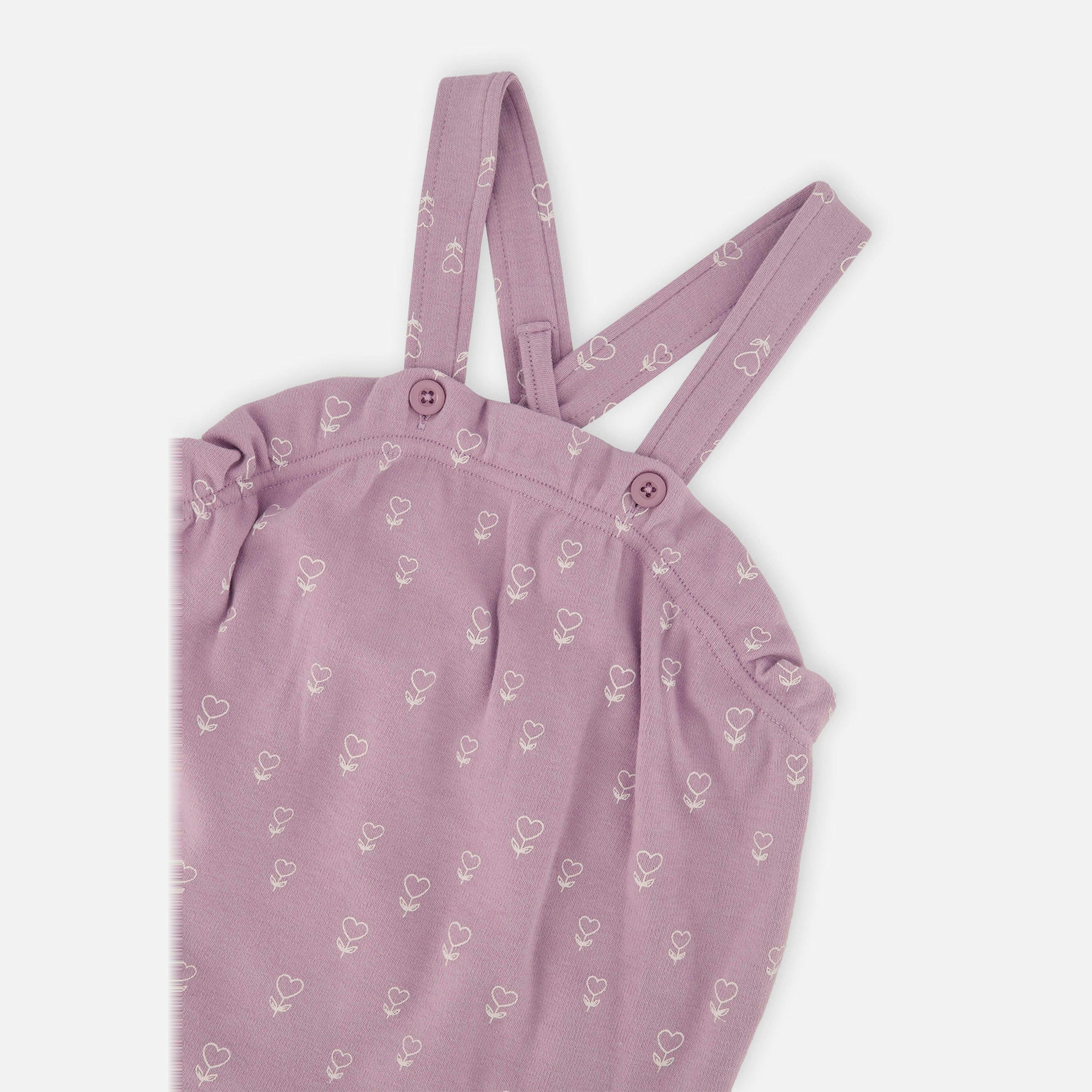 Organic Cotton Onesie And Overall Set Purple Floral Print , view 4 of 4