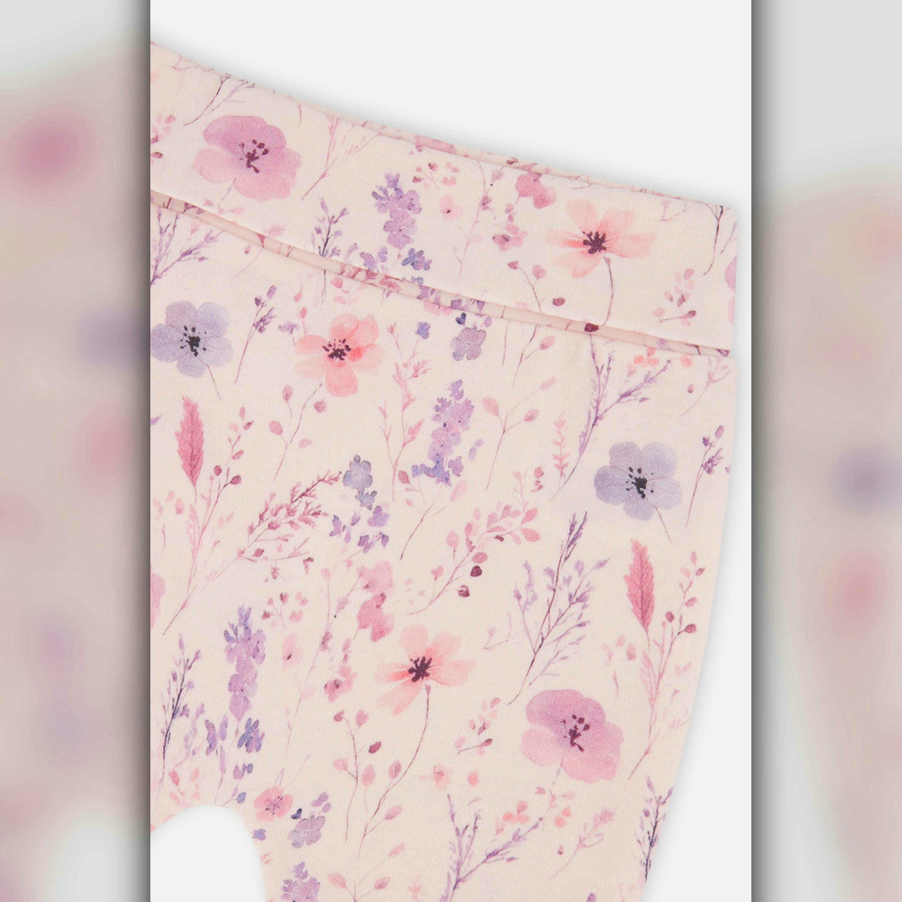 Organic Cotton Evolutive Pants Pink Printed Flowers , view 3 of 3