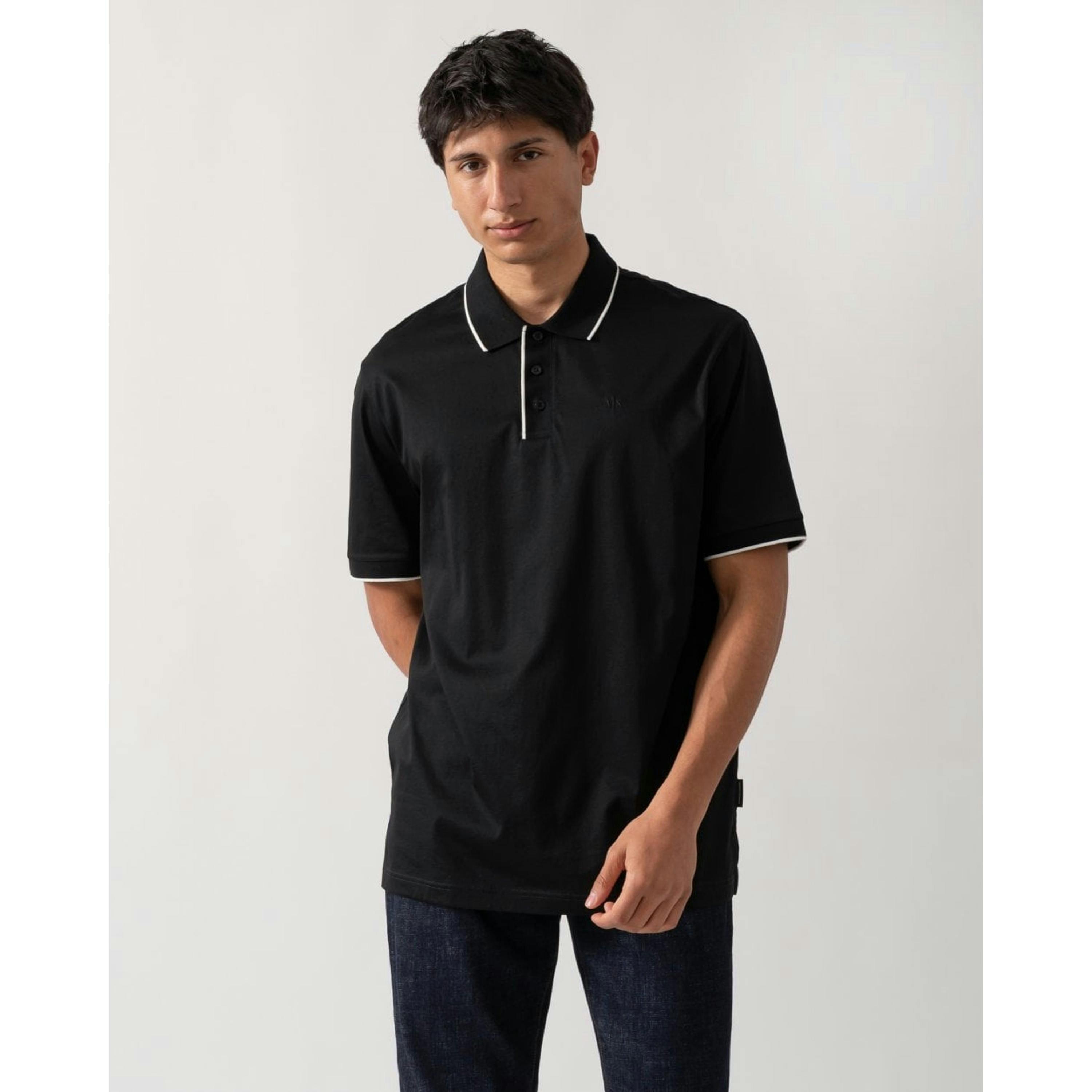 Armani Exchange Monogram Polo Shirt  in Black , view 1 of 4