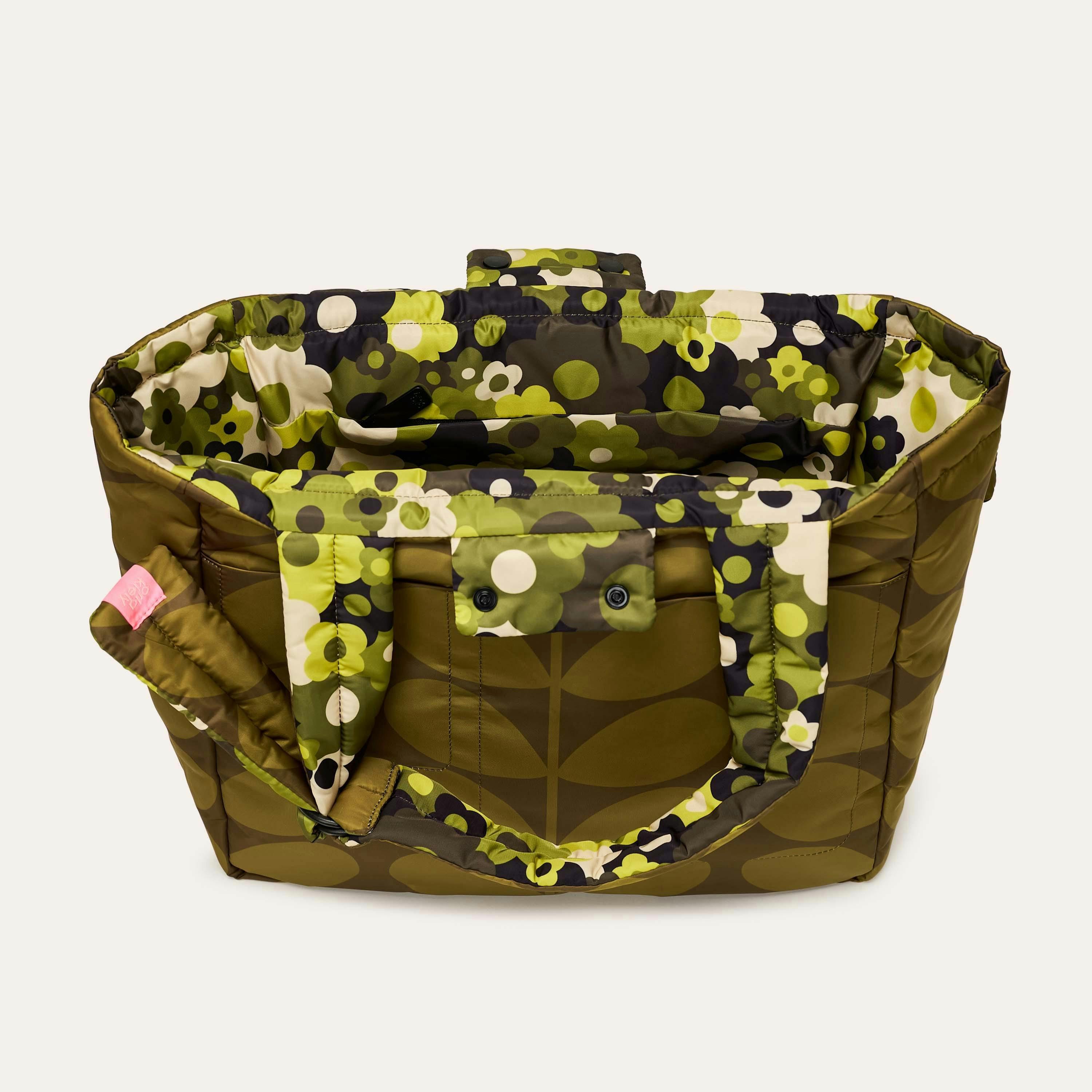 Reversible Puffy Tote - Solid Stem Khaki and Fern , view 3 of 5