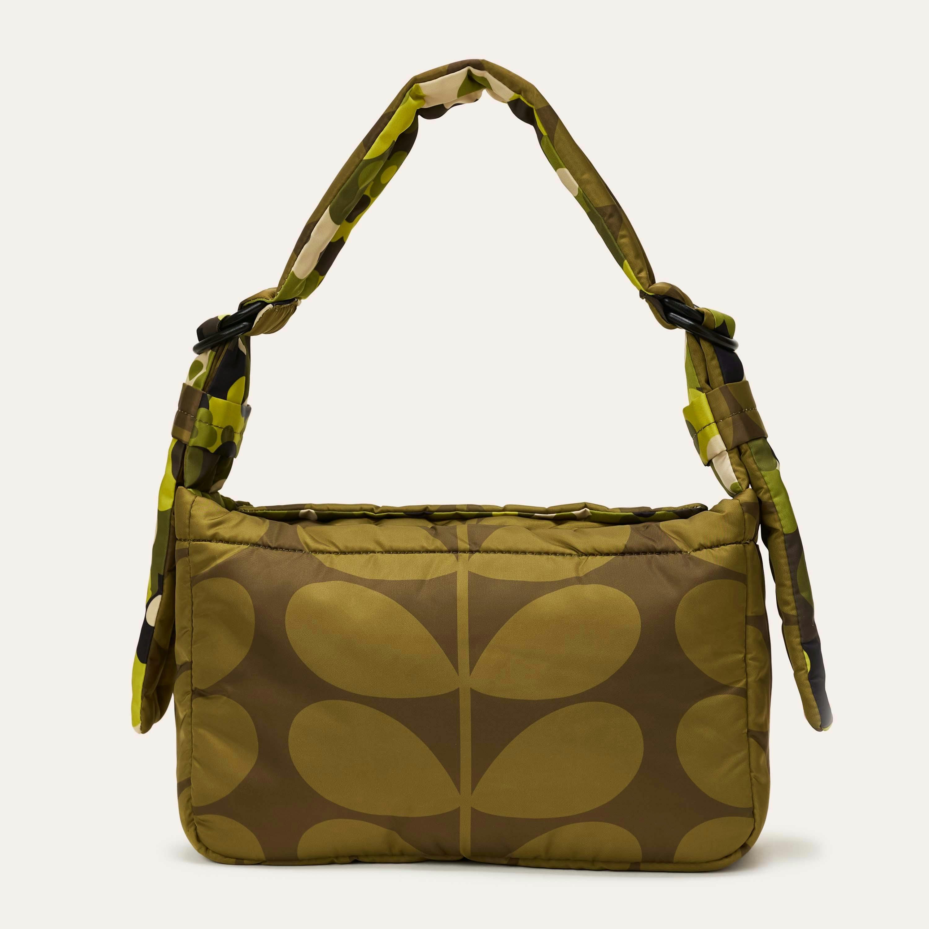 Reversible Puffy Shoulder Bag - Solid Stem Khaki and Fern , view 1 of 6