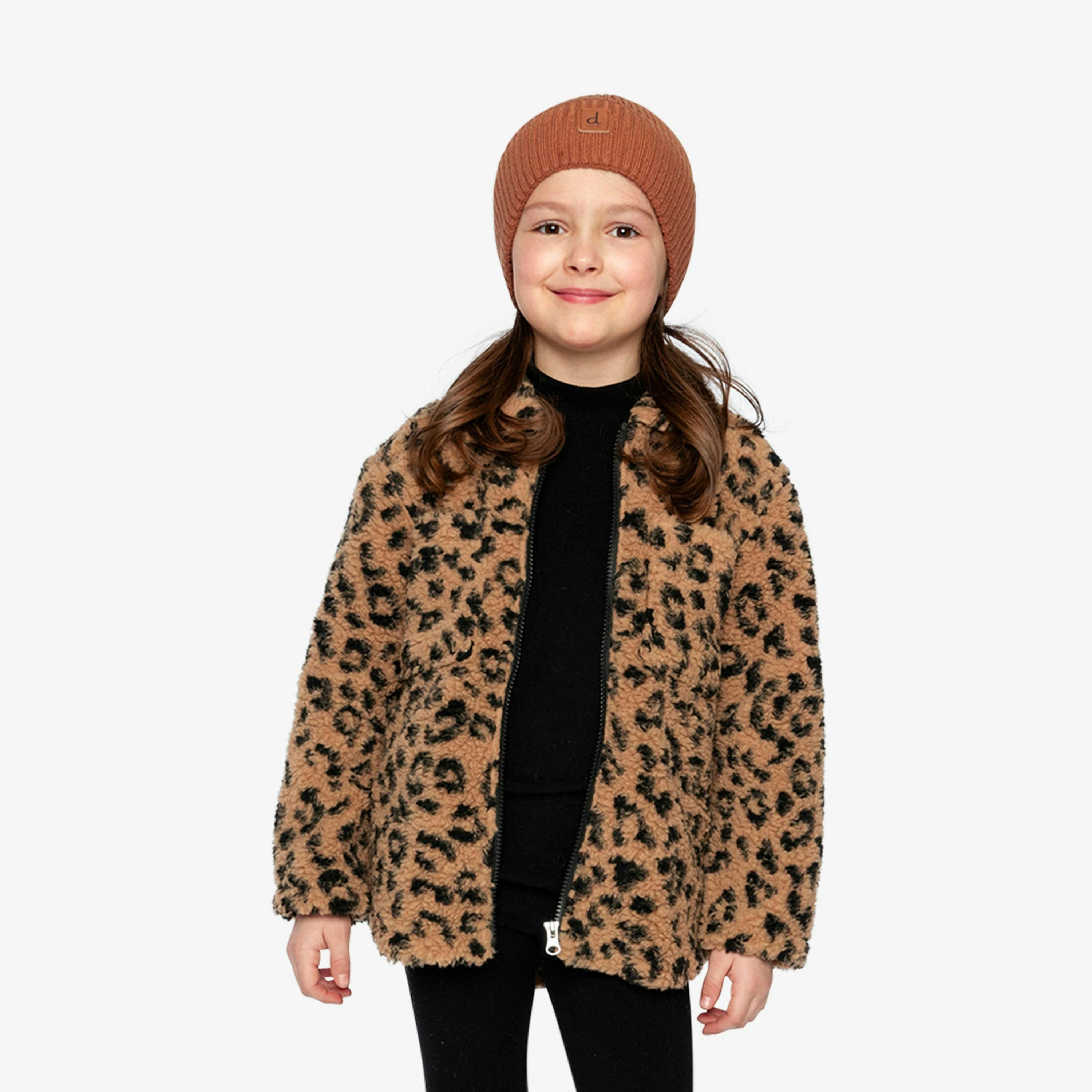 Zipped Sherpa Overshirt With Chest Pockets Leopard Fur , view 2 of 5