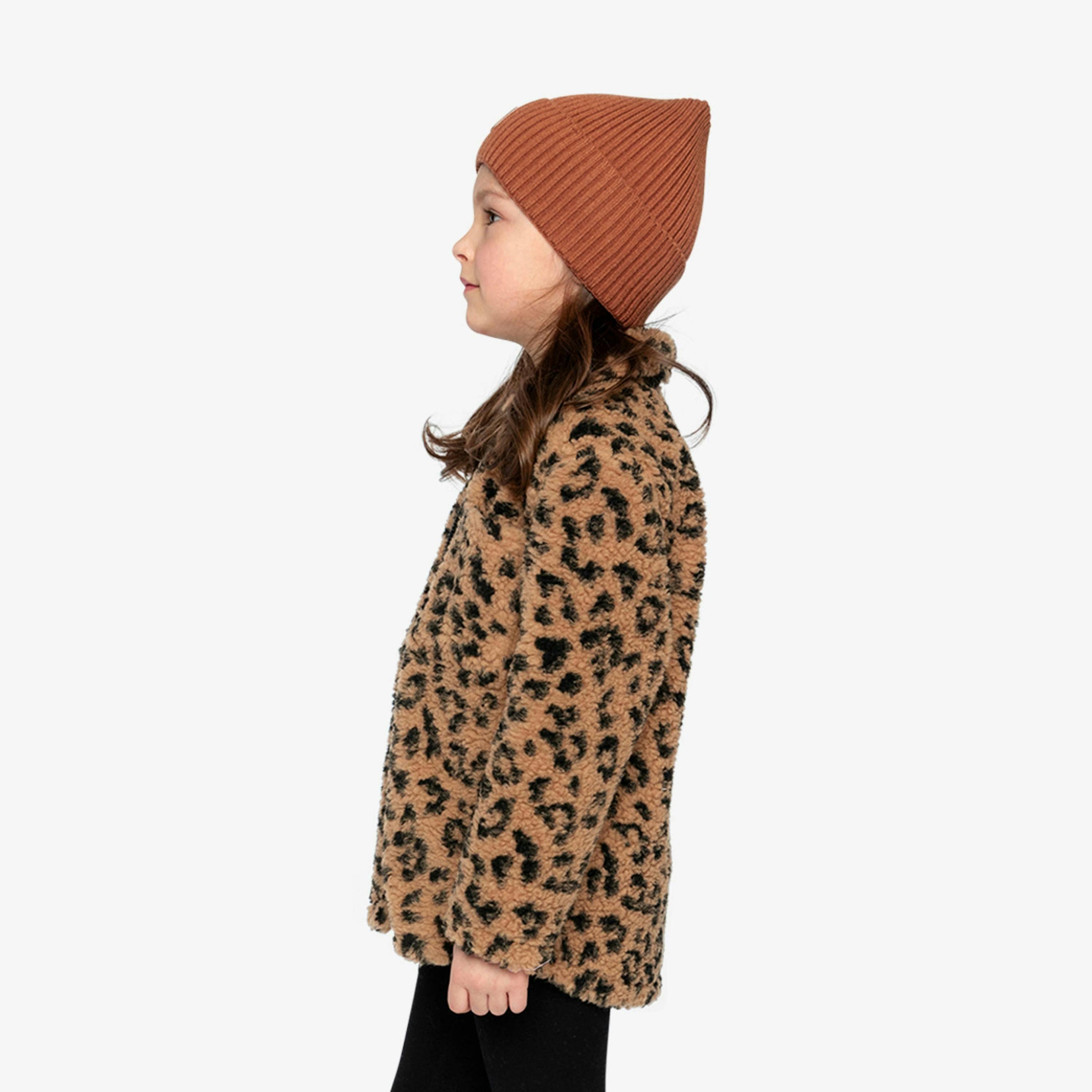 Zipped Sherpa Overshirt With Chest Pockets Leopard Fur , view 3 of 5