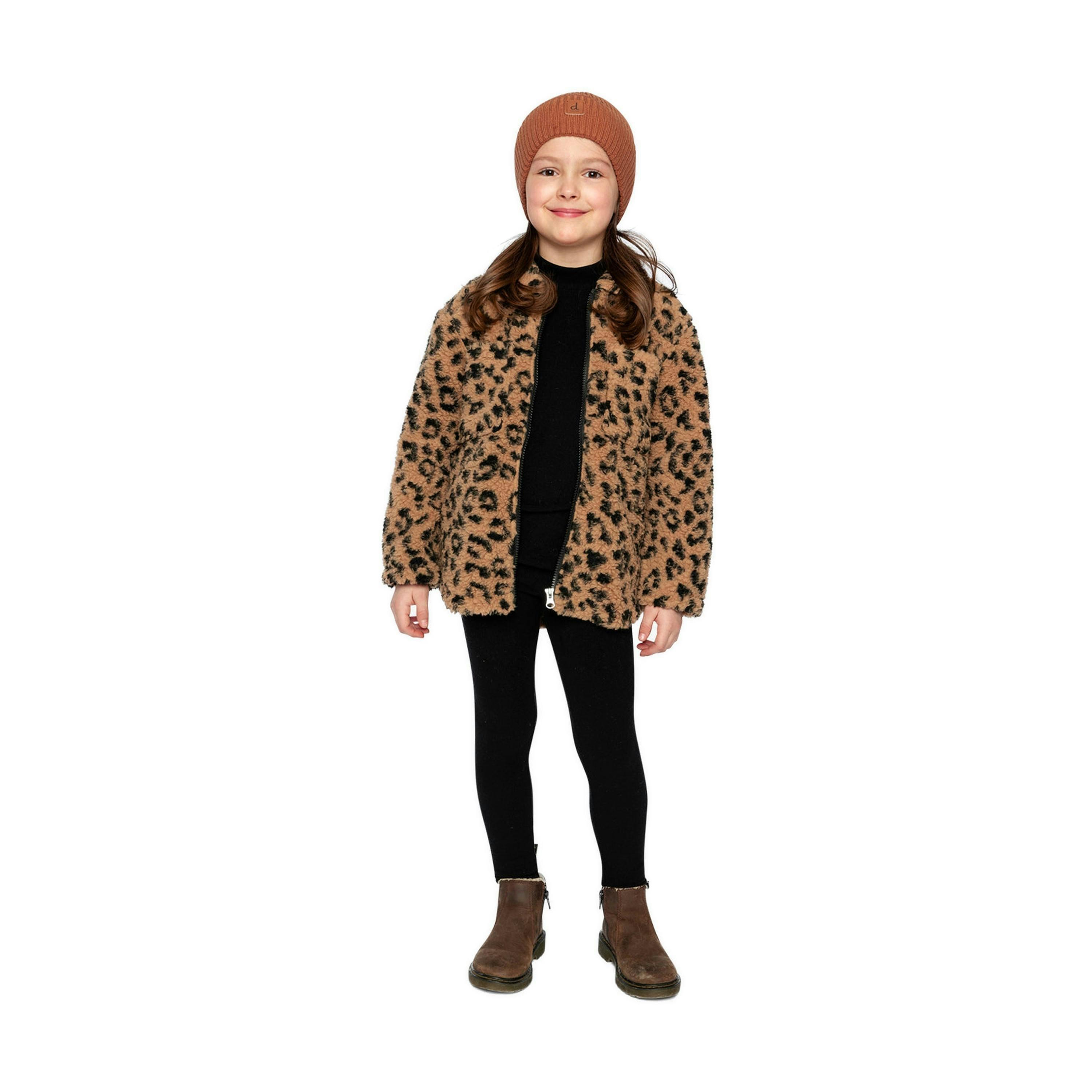 Zipped Sherpa Overshirt With Chest Pockets Leopard Fur , view 4 of 5