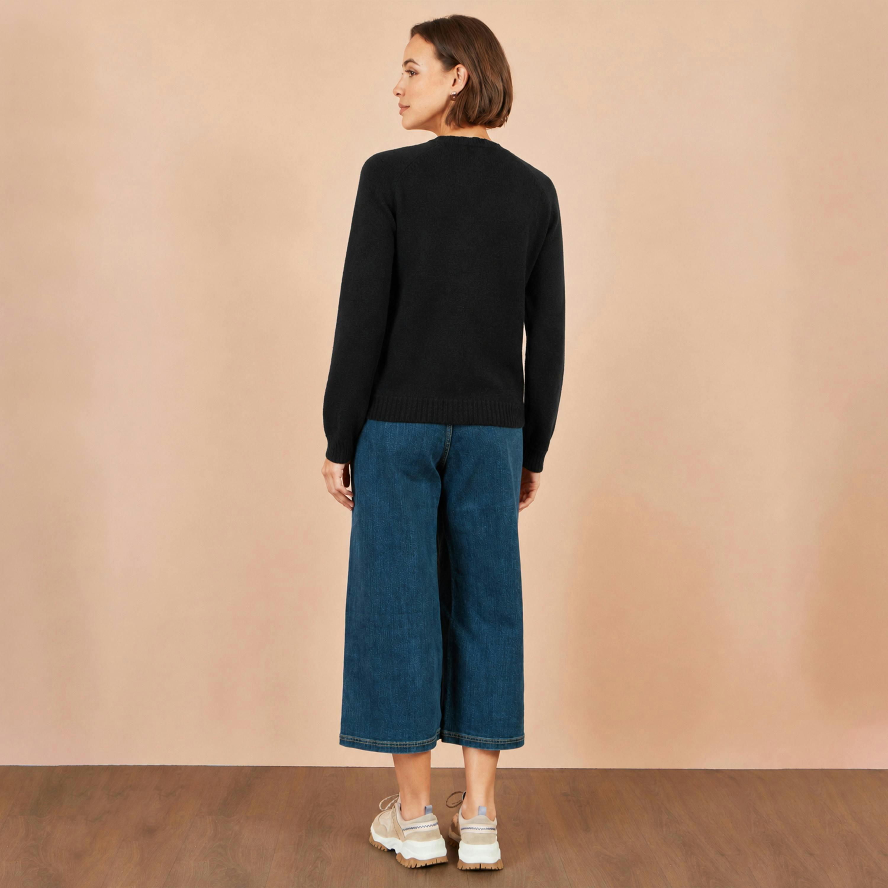 Yumi Black Knitted Fitted Peplum Cardigan , view 3 of 4