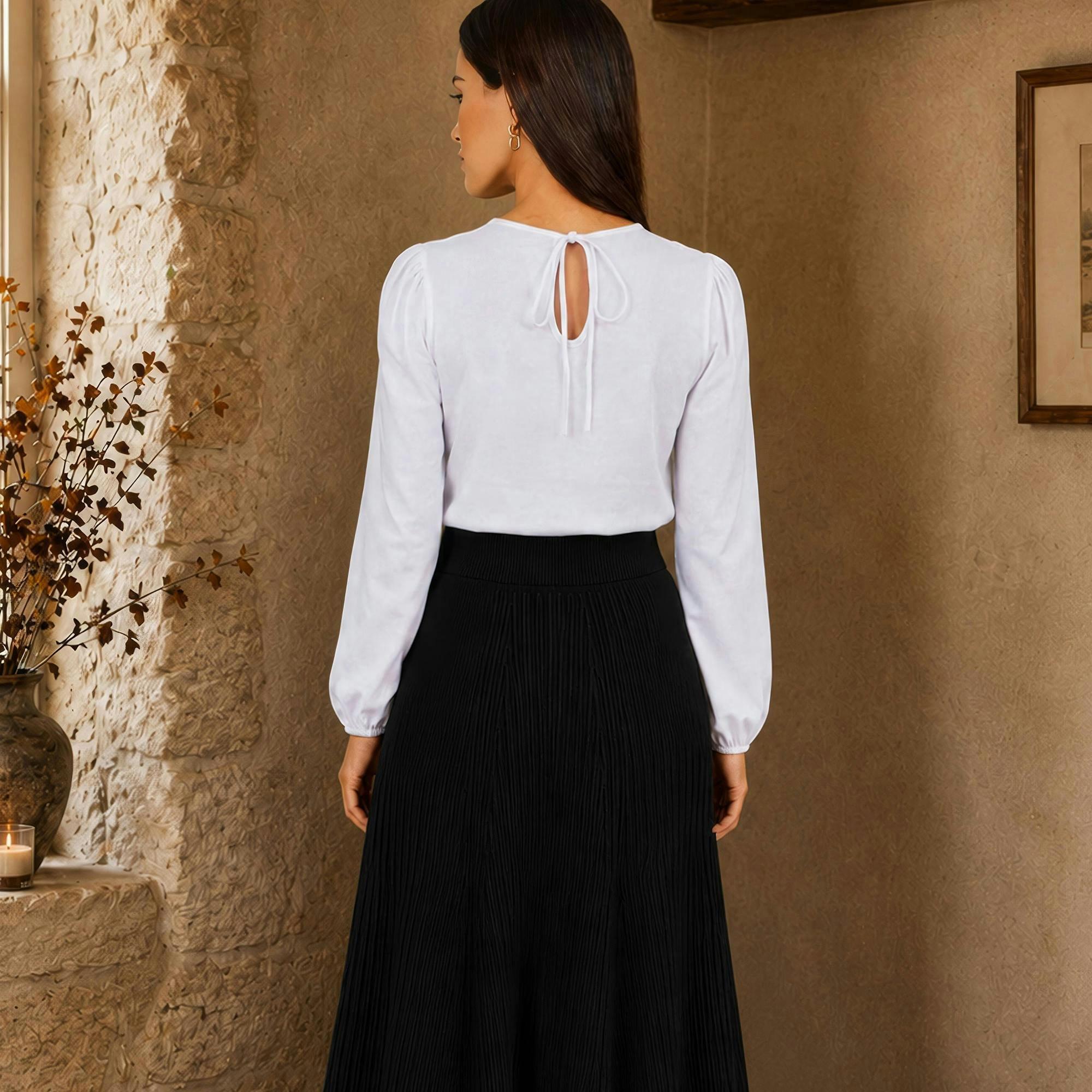 Yumi Black Knitted Midi Skirt With Pockets , view 3 of 4