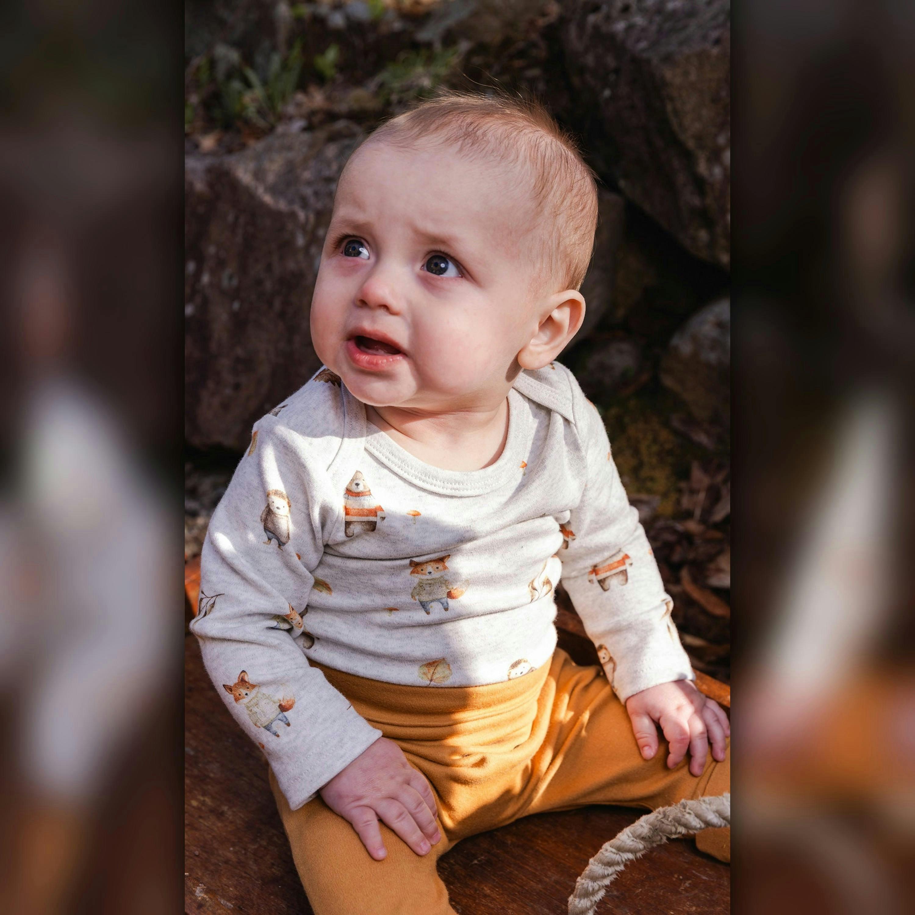 Organic Cotton Onesie Beige Animal Print , view 2 of 4