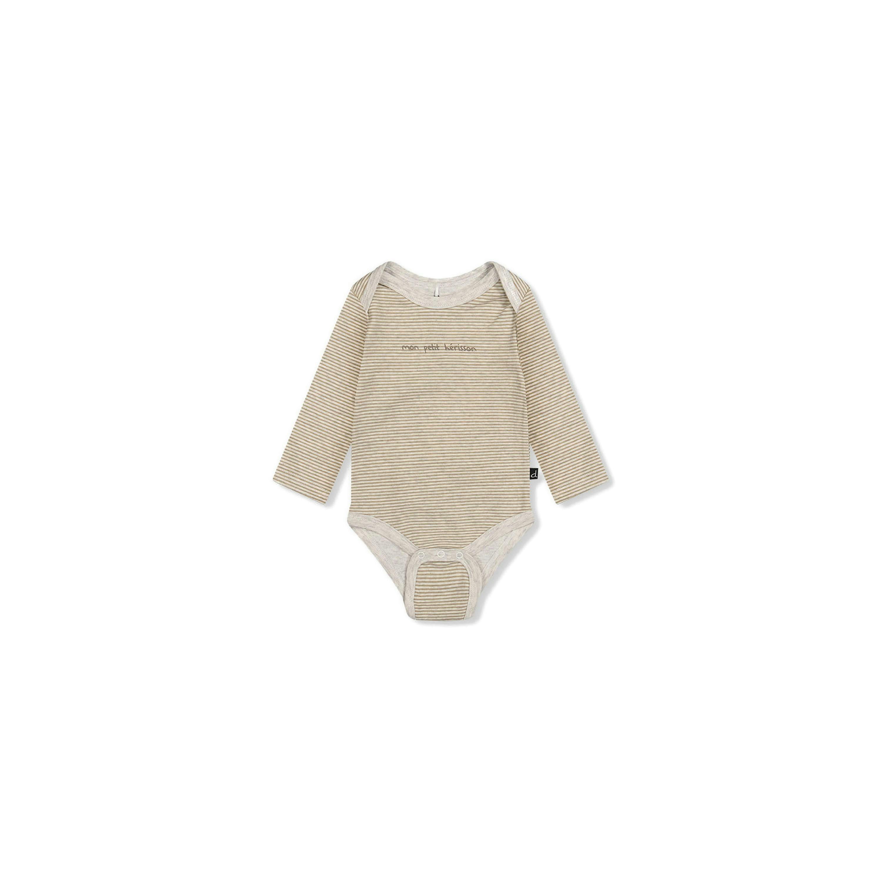 Organic Cotton Onesie Brown And White Stripes , view 2 of 3